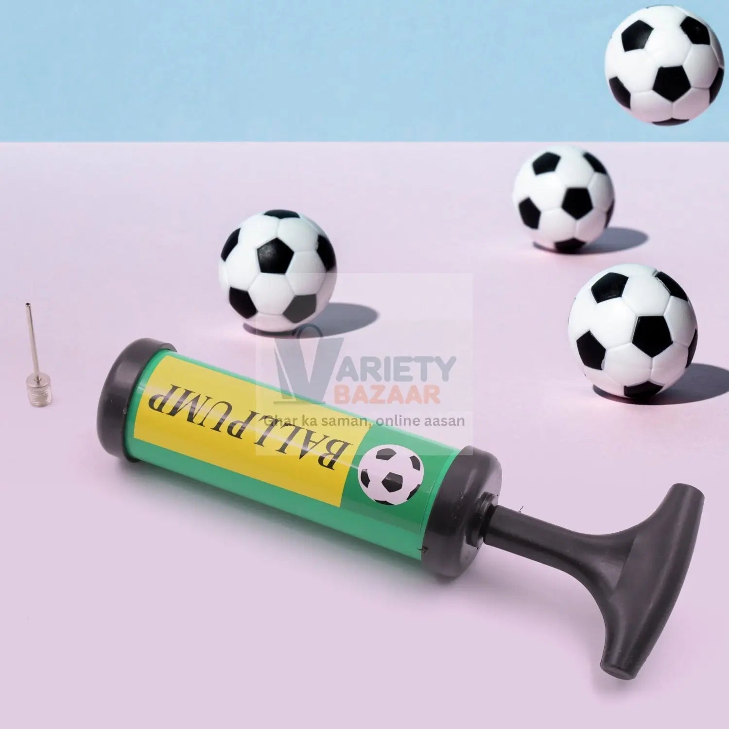 9333 Inflator Air Ball Pump Soft Bouncing Ball Development Kids Toy, Sports Plastic Pump for Soccer, Basketball, Football, Volleyball Ball (17 Cm) Travel Sahayak