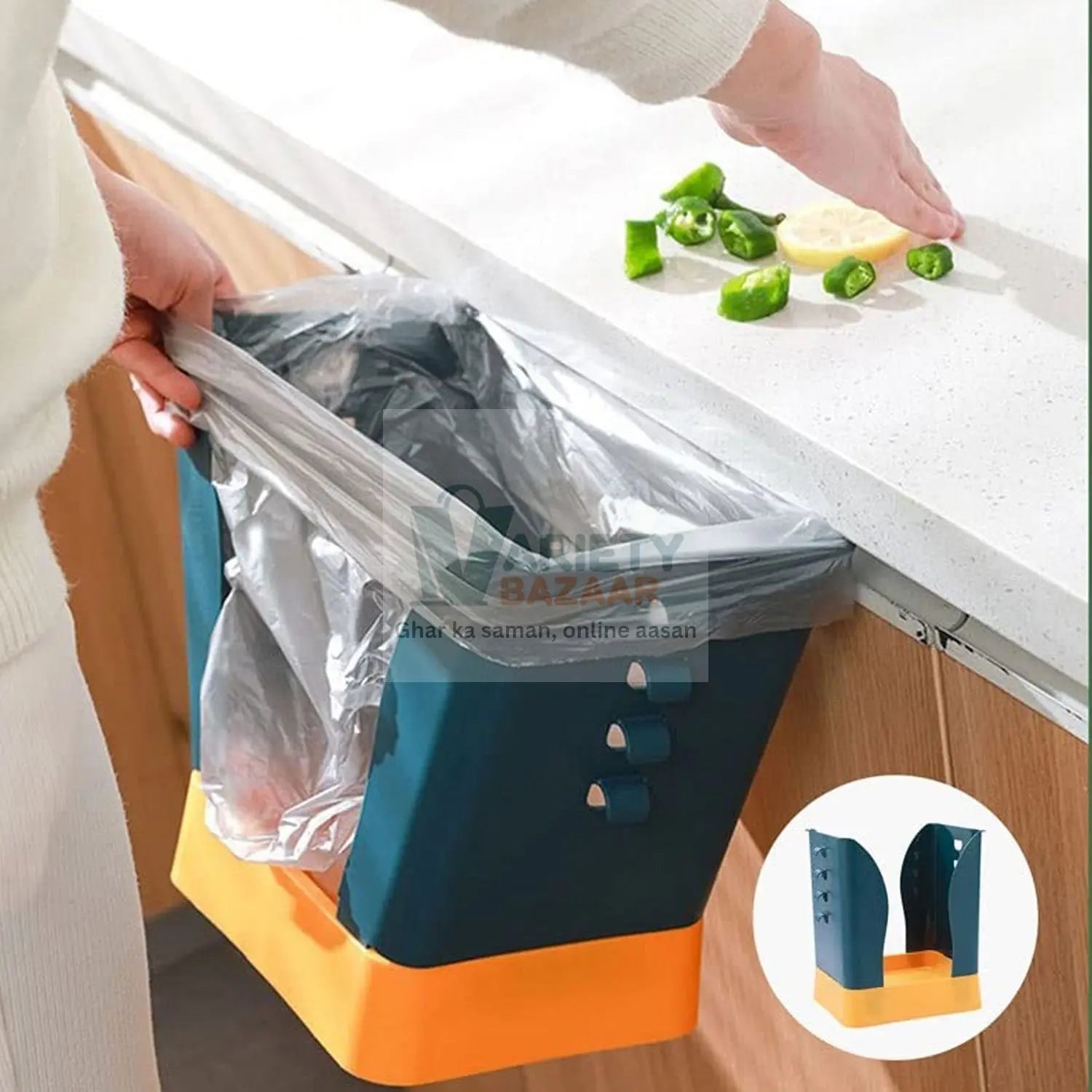9451 Waste Bin, Trash Can, Waste Container, Expandable Trash Can, Plastic Trash Can, Plastic Garbage Can Expandable Trash Bag Holder Large Capacity for Kitchen Bathroom, Living Room Bedroom Outdoor (1 Pc) Travel Sahayak