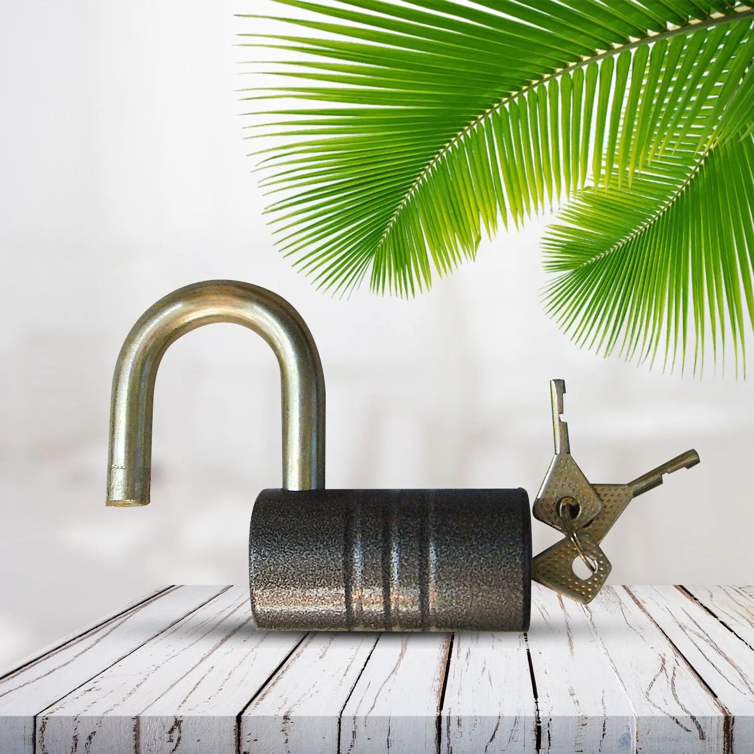 9455 Iron Pad lock, Brass Core and Thickened Spray Black Iron Door Lock With 5 pc Keys for Home Dormitory, Waterproof Antirust Anti-theft Padlocks Outdoor Gate Shed Locks Warehouse Big Iron Door Drawer Lock (82 mm ) Travel Sahayak