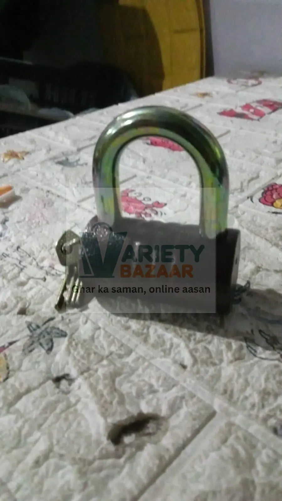 9455 Iron Pad lock, Brass Core and Thickened Spray Black Iron Door Lock With 5 pc Keys for Home Dormitory, Waterproof Antirust Anti-theft Padlocks Outdoor Gate Shed Locks Warehouse Big Iron Door Drawer Lock (82 mm ) Travel Sahayak