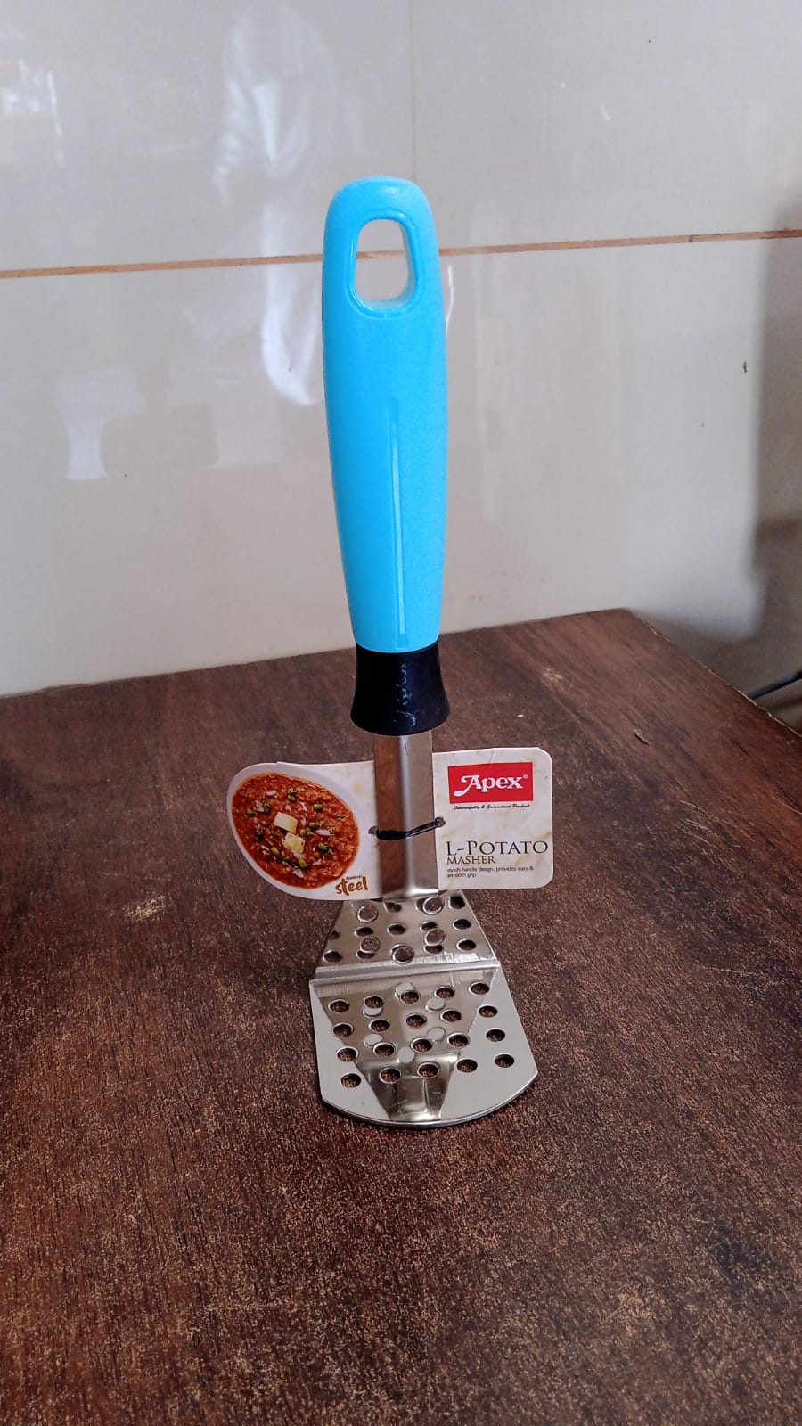 Apex L-Handle Stainless Steel Potato Masher Ergonomic Grip (1 Pc) Variety Bazaar