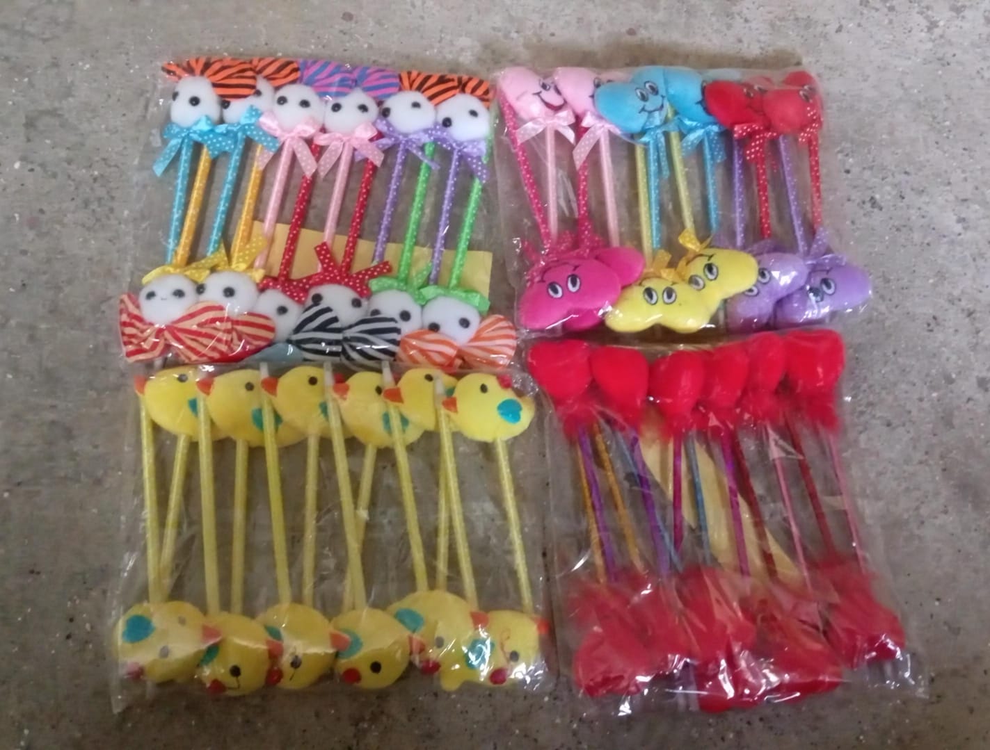 Cute Cartoon Shape & Heart Design Facy Writting Pen Attached Rattle | Ball Pen Smooth Writing For Wedding , Events & Multiuse Pen Best Pen l Use for Kids (12 Pcs Set Mix Design & Color) Variety Bazaar