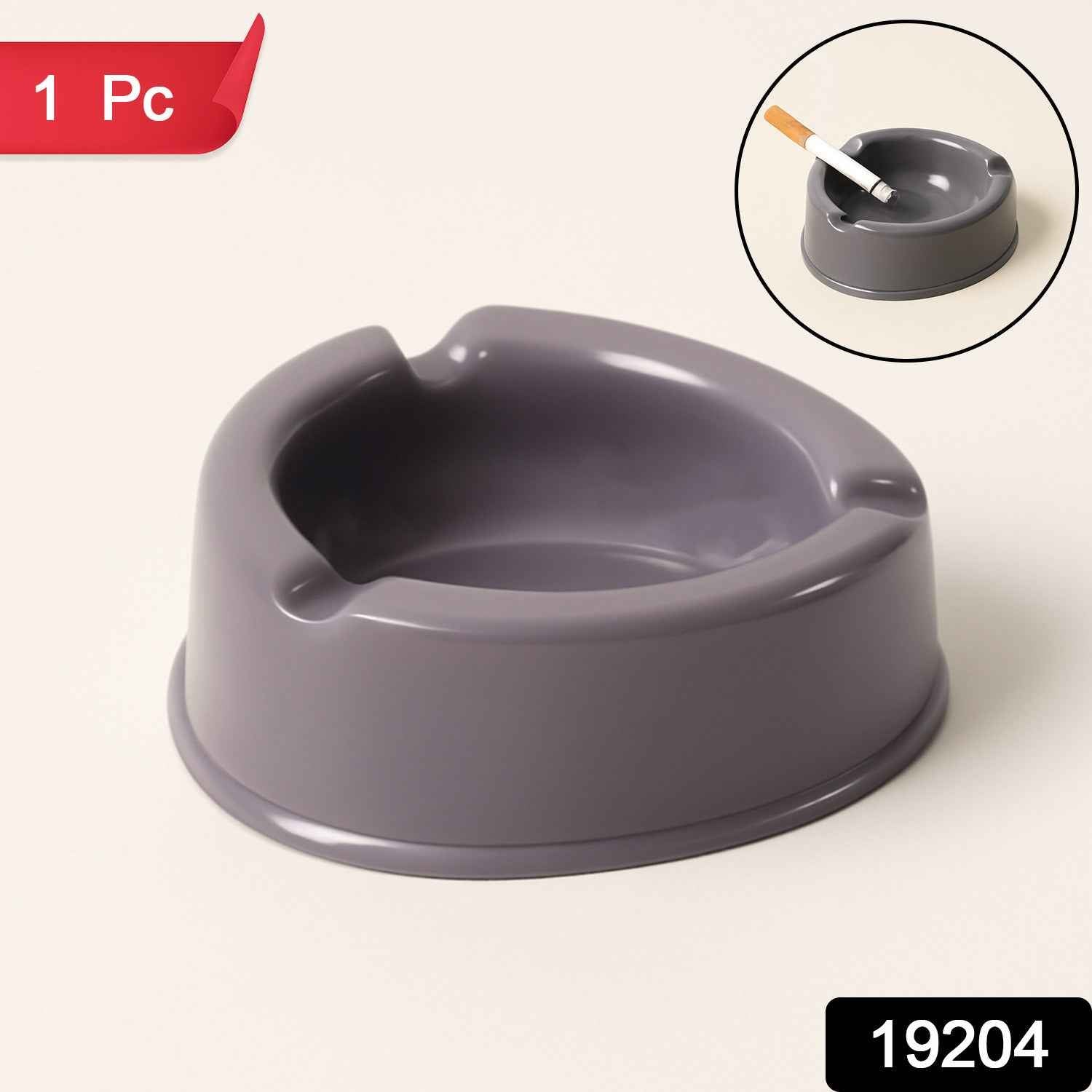 Oblivion Durable Plastic Ashtray with Wide Bowl and Triple Cigarette Holder Slots (1 pc)