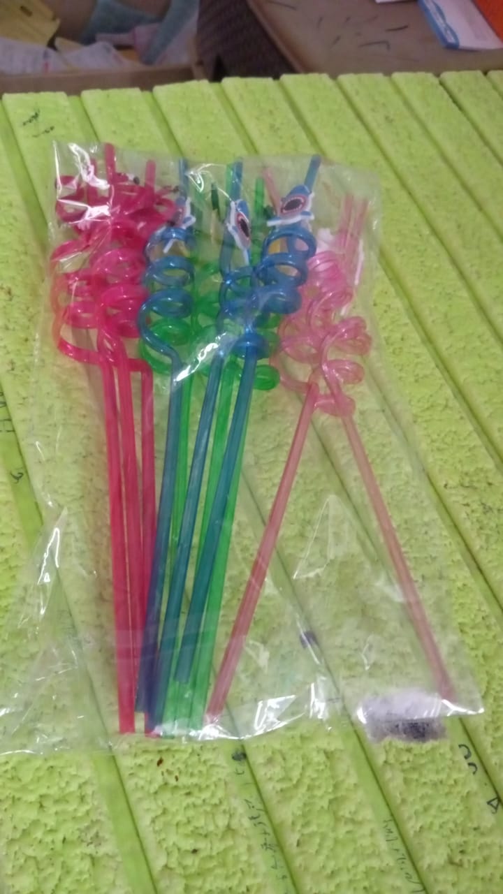 Reusable Plastic Straws (12 pcs Set / Mix Design) Variety Bazaar