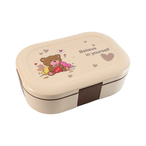 Cute Teddy Printed Kids Lunch Box (500ml 1 Pc)