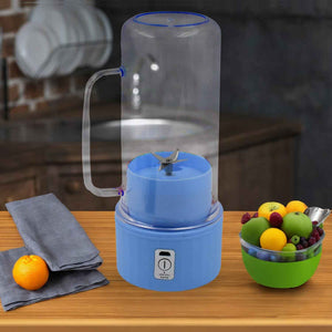 Portable Electric Juicer With Handle Straw Usb Rechargeable 6 Stainless Steel Blades (500 Ml)