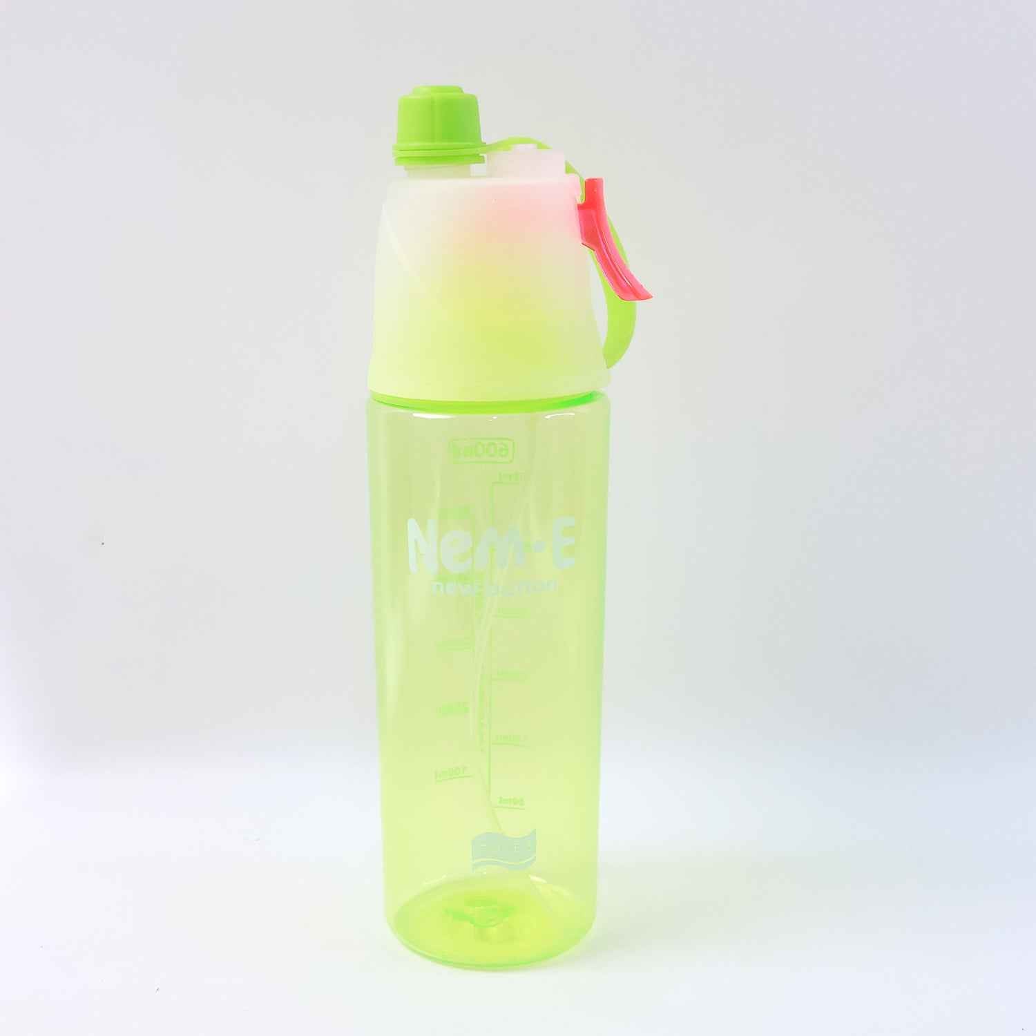 Plastic Dual Function Sports Water Bottle With Built-in Mist Spray And Leakproof Cap (600ml 1 Pc)