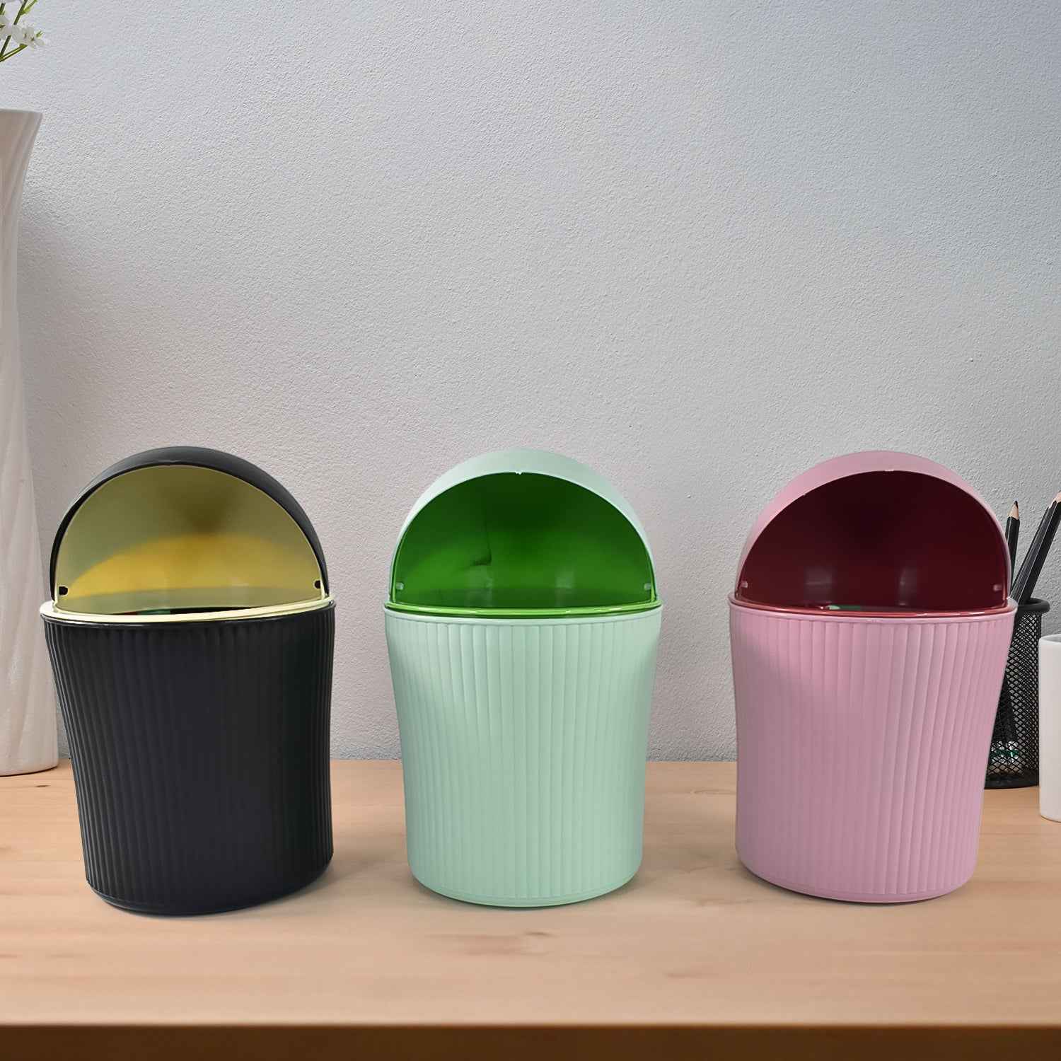 Apex Mini Tabletop Dustbin (1 Pc 1200 Ml Mix Color)