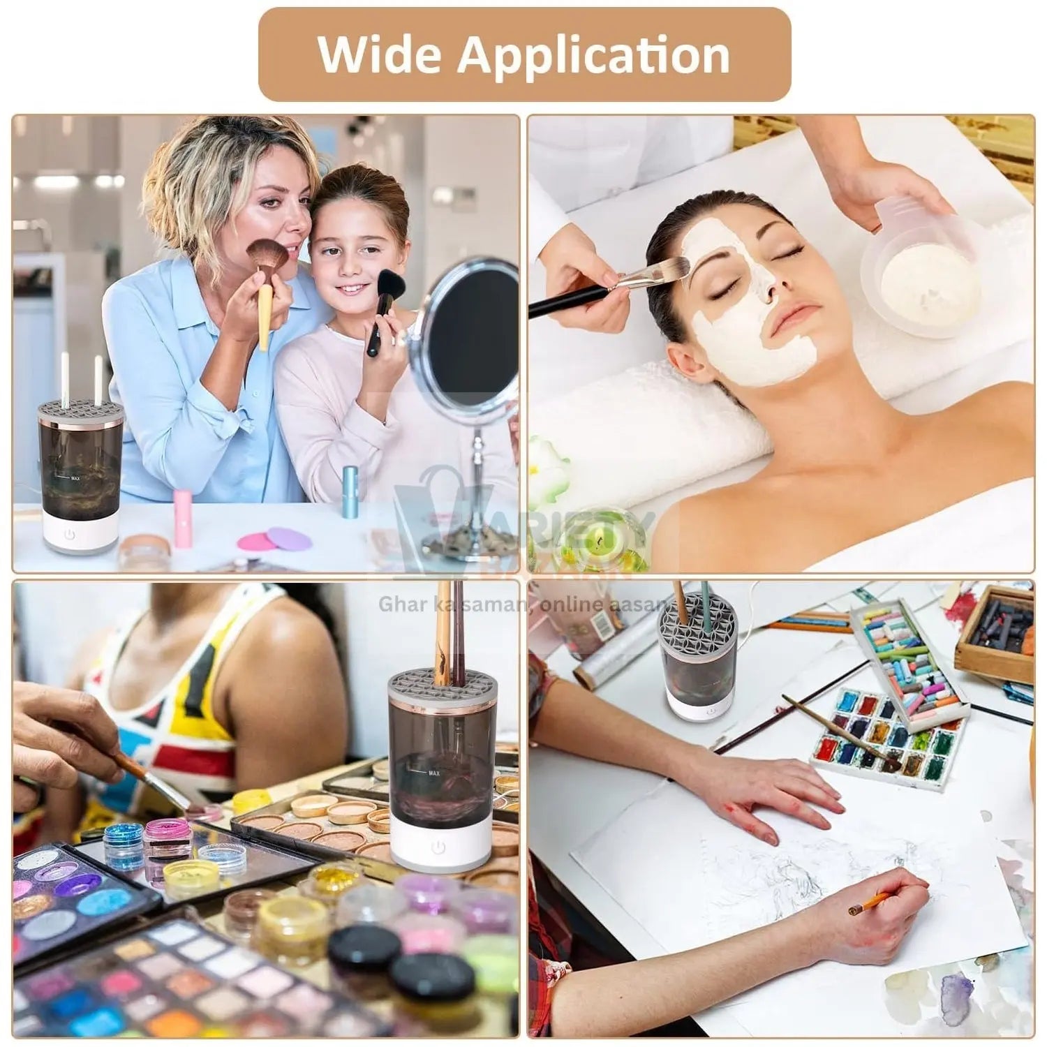 Automatic Makeup Brush Cleaner Fast Electric Brush Cleaner Hand Free Machine Super Clean Brush Washer & Brushes Organizer Tool (1 Pc) Variety Bazaar