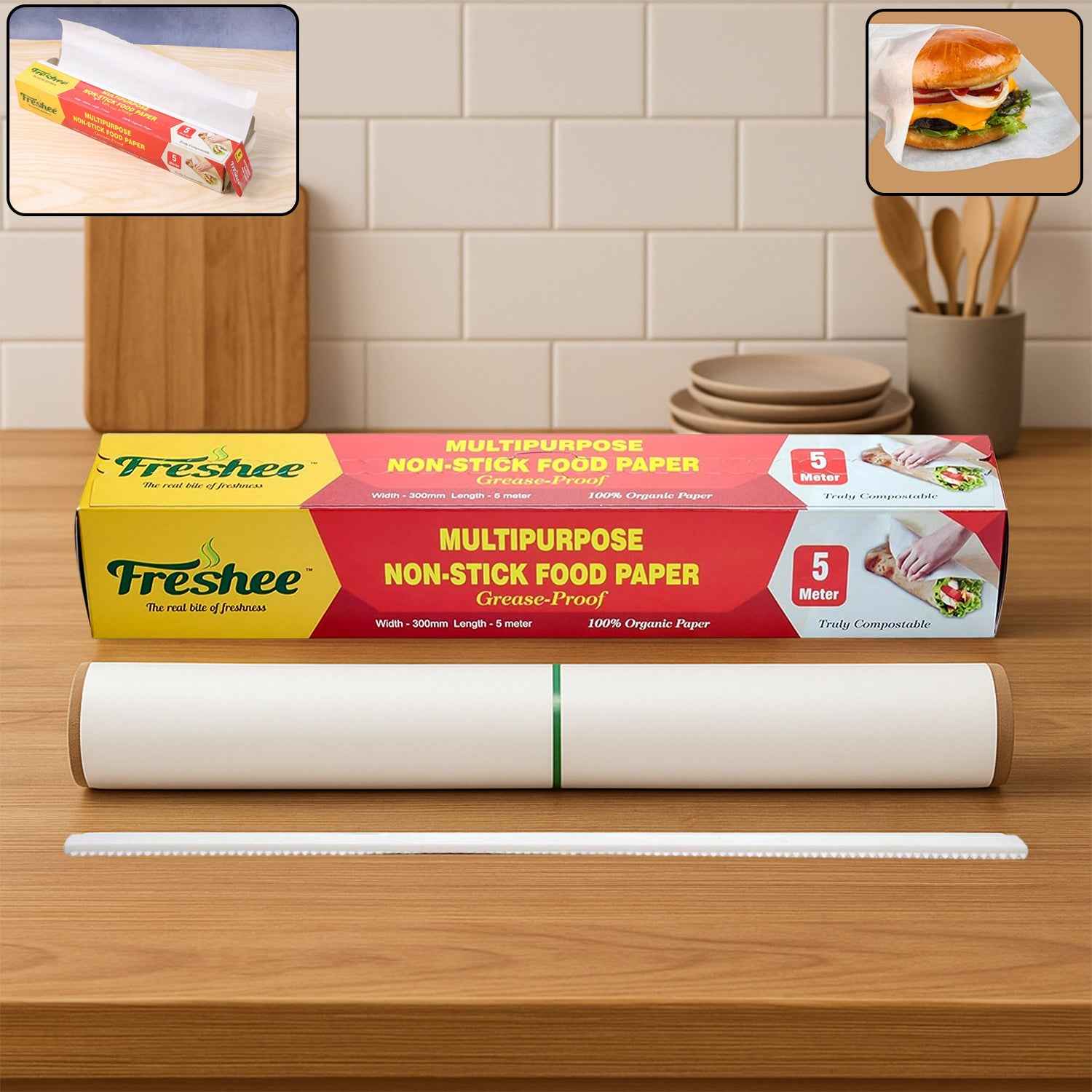 Freshee Multipurpose Grease-proof Non-stick Food Paper Roll 300 Mm 5 Meter
