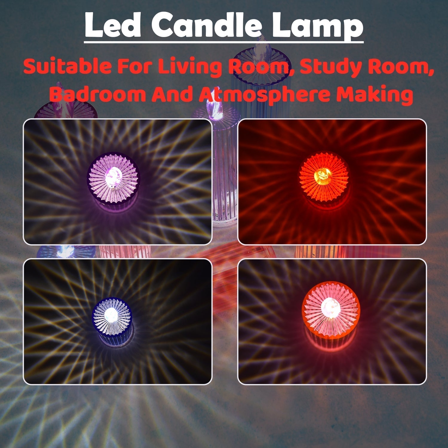 Big Simple Candles for Home Decoration, Crystal Candle Lights (Multicolor) Variety Bazaar