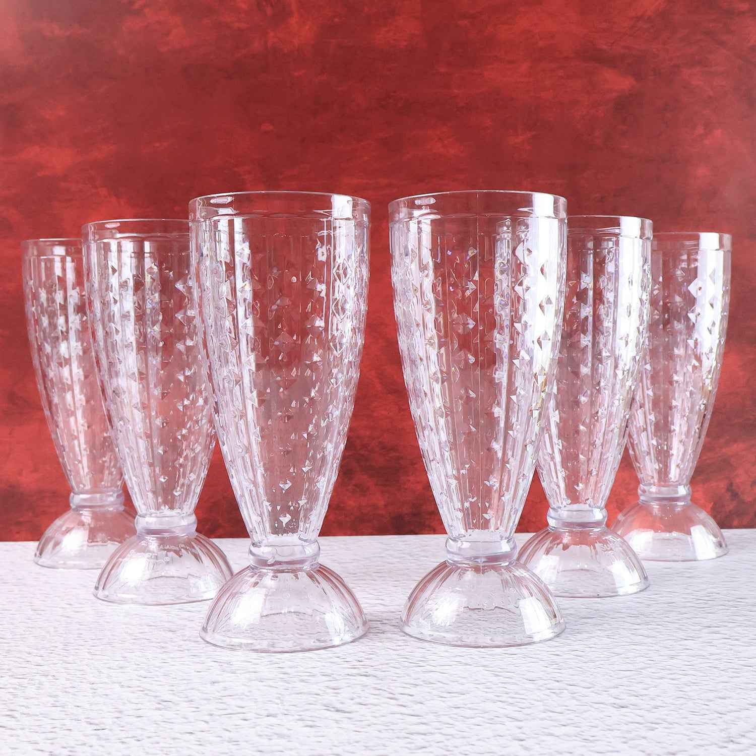 Supermom Transparent Plastic Milkshake Glass Set (400ml 6 Pc)