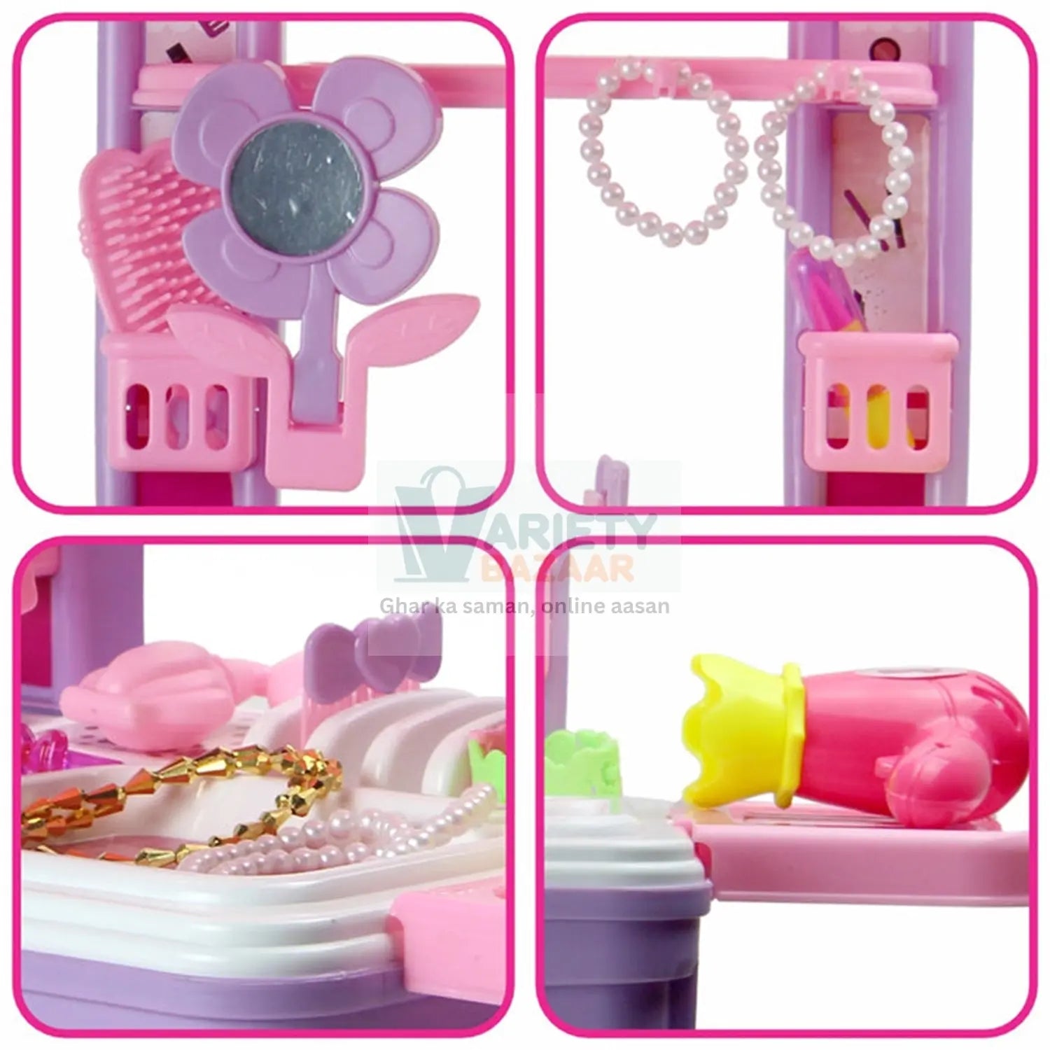 Big Beauty Set Suitcase On Wheel, The Ultimate Beauty Set On Wheels for Girls, Makeup Kit is Easy to Clean & Use, Portable Beauty Set with 25 Pieces for 3 Years BIS Approved. (Beauty Set Trolley) travel sahayak