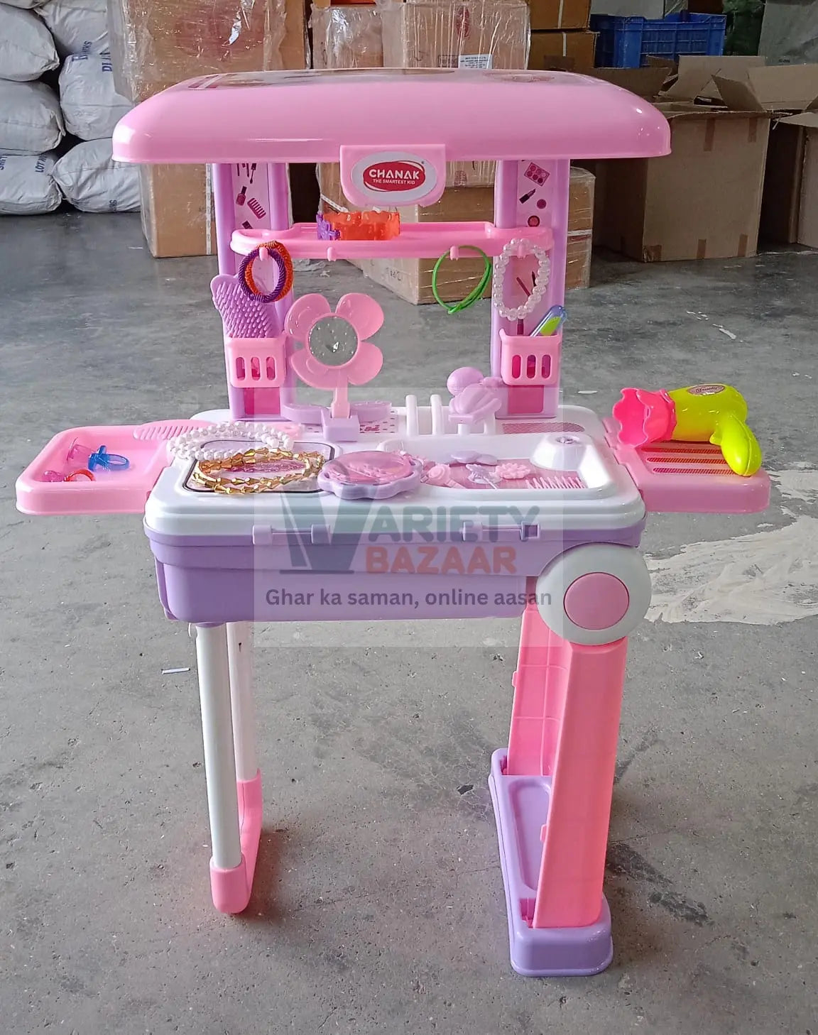 Big Beauty Set Suitcase On Wheel, The Ultimate Beauty Set On Wheels for Girls, Makeup Kit is Easy to Clean & Use, Portable Beauty Set with 25 Pieces for 3 Years BIS Approved. (Beauty Set Trolley) travel sahayak