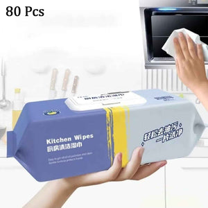 8220 Kitchen Cleaning Wipes Strong Decontamination Kitchen Wipes Disposable Kitchen Wet Wipes Household Cloth Towel For Removing Grease Stains And Cleaning Glass (Pack Of 80 Pcs)