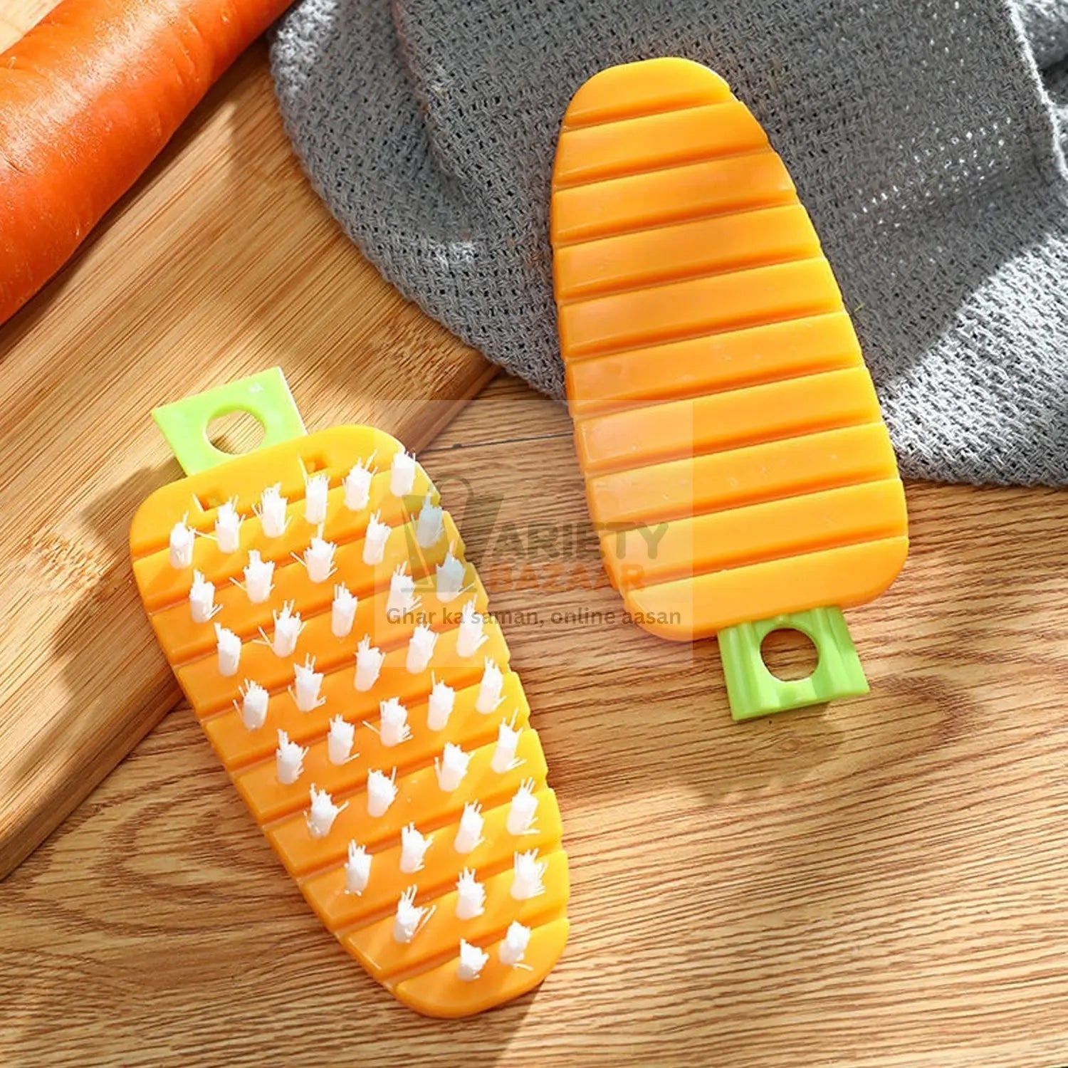 Carrot-Shaped Non-Toxic Vegetable Scrubbing Brush for Fruits & Veggies Variety Bazaar