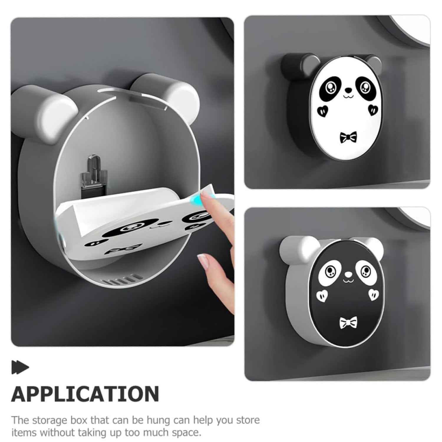 Plastic Cute Panda Soap Box Wall Mounted Flip-top Drain Soap Case (1 Pc)