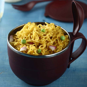 8130 Noodles Soup Bowl With Spoon And Fork Handle Spoon Holder Stainless Steel Bowl And Spoon Set Stainless Steel Storage