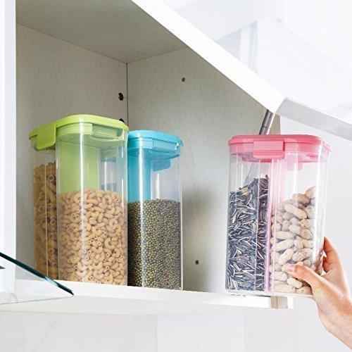 2147 Plastic 2 Sections Air Tight Transparent Food Grain Cereal Storage Container (2 Ltr)