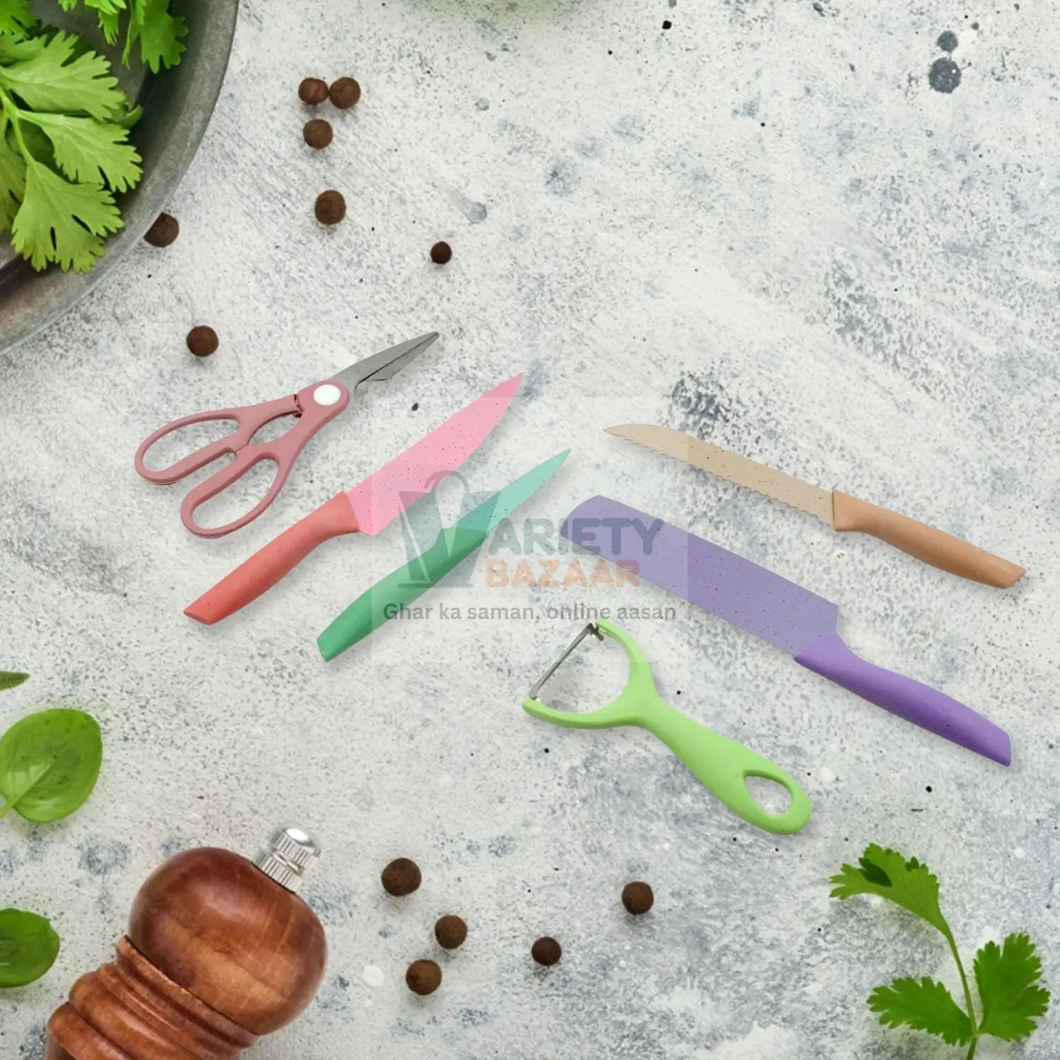 Corrugated 6Pc Kitchen Knife Set Professional Box Knife Set 6 Piece Forged Kitchen Knives with Box. Variety Bazaar