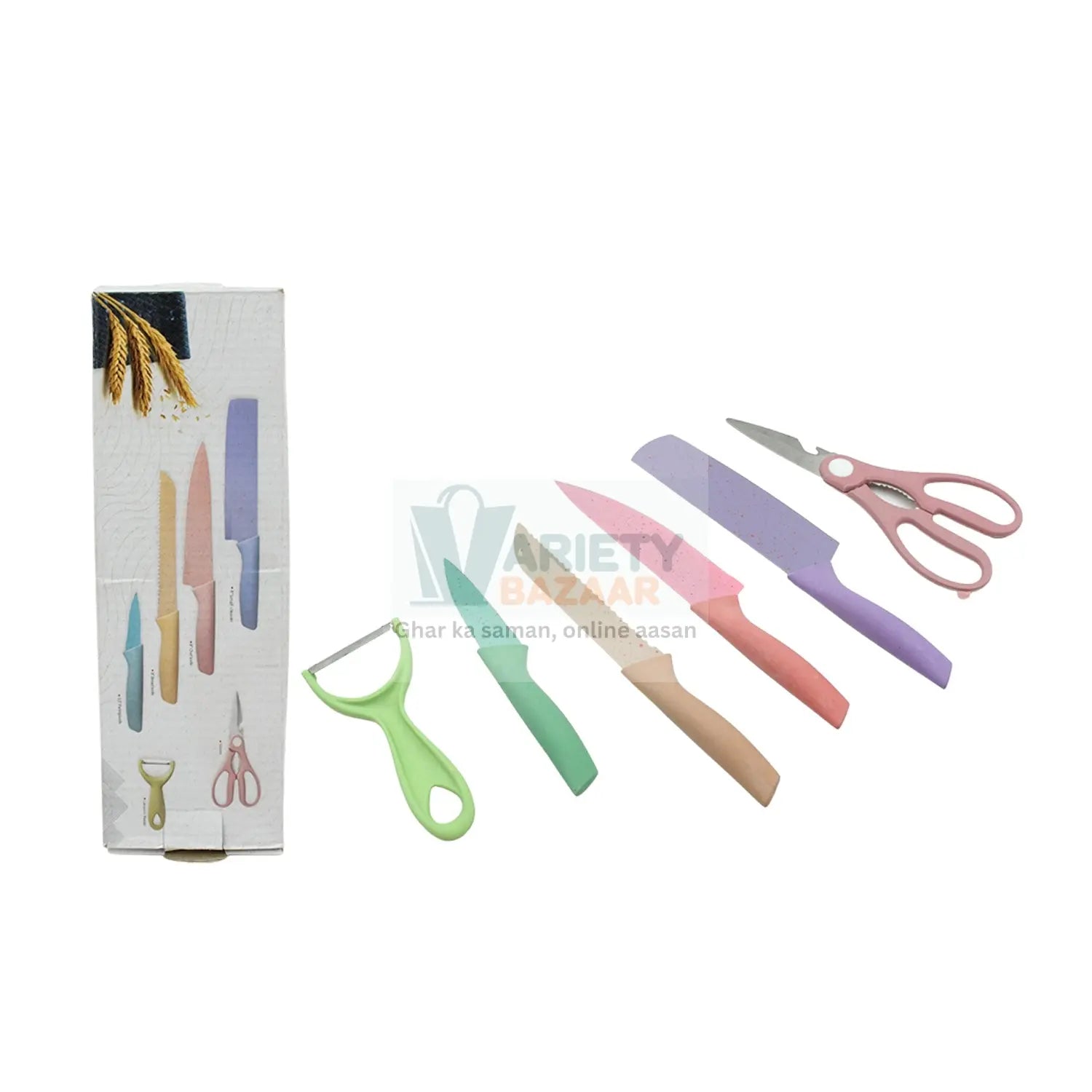 Corrugated 6Pc Kitchen Knife Set Professional Box Knife Set 6 Piece Forged Kitchen Knives with Box. Variety Bazaar