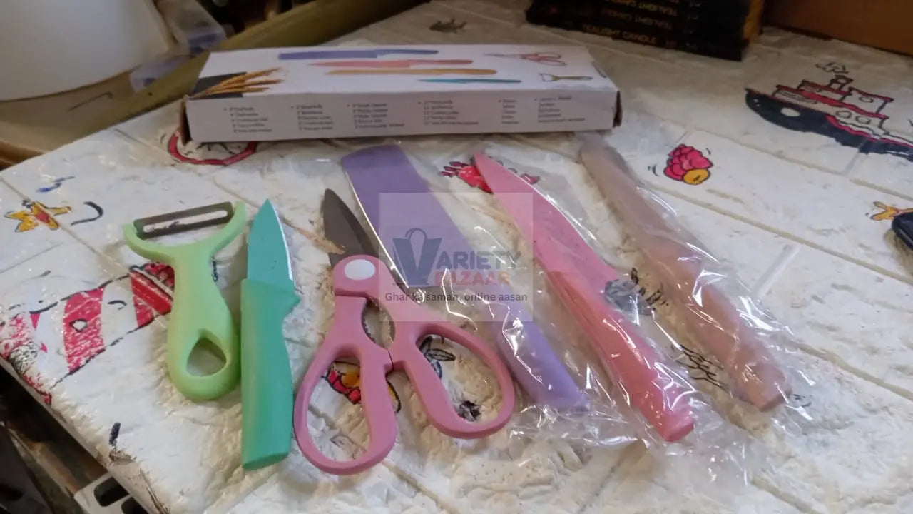 Corrugated 6Pc Kitchen Knife Set Professional Box Knife Set 6 Piece Forged Kitchen Knives with Box. Variety Bazaar