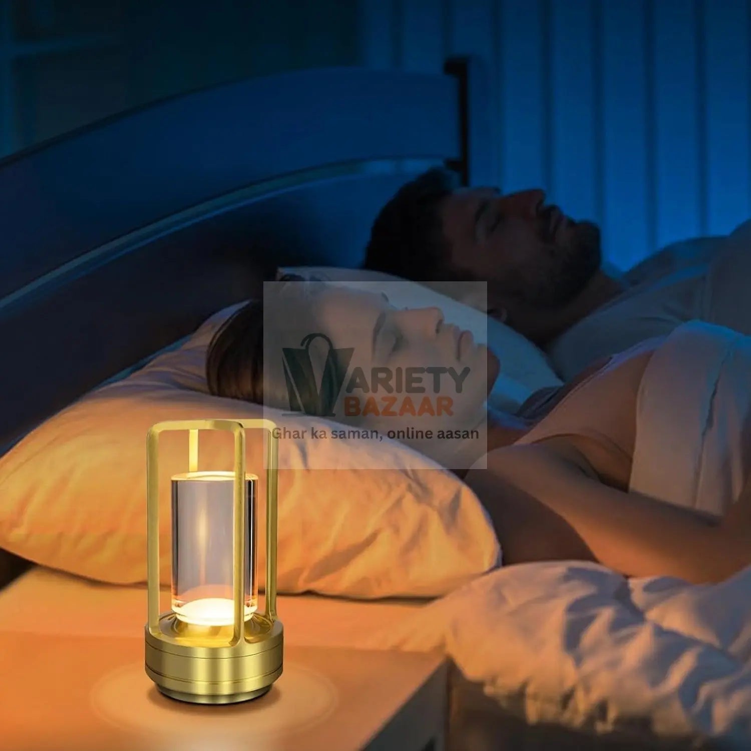 Crystal Lantern Lamp, Crystal Lantern Table Lamp, 3 Colors Rechargeable Cordless Led Lights for Restaurant / Bedroom Lights (1 Pc) Variety Bazaar