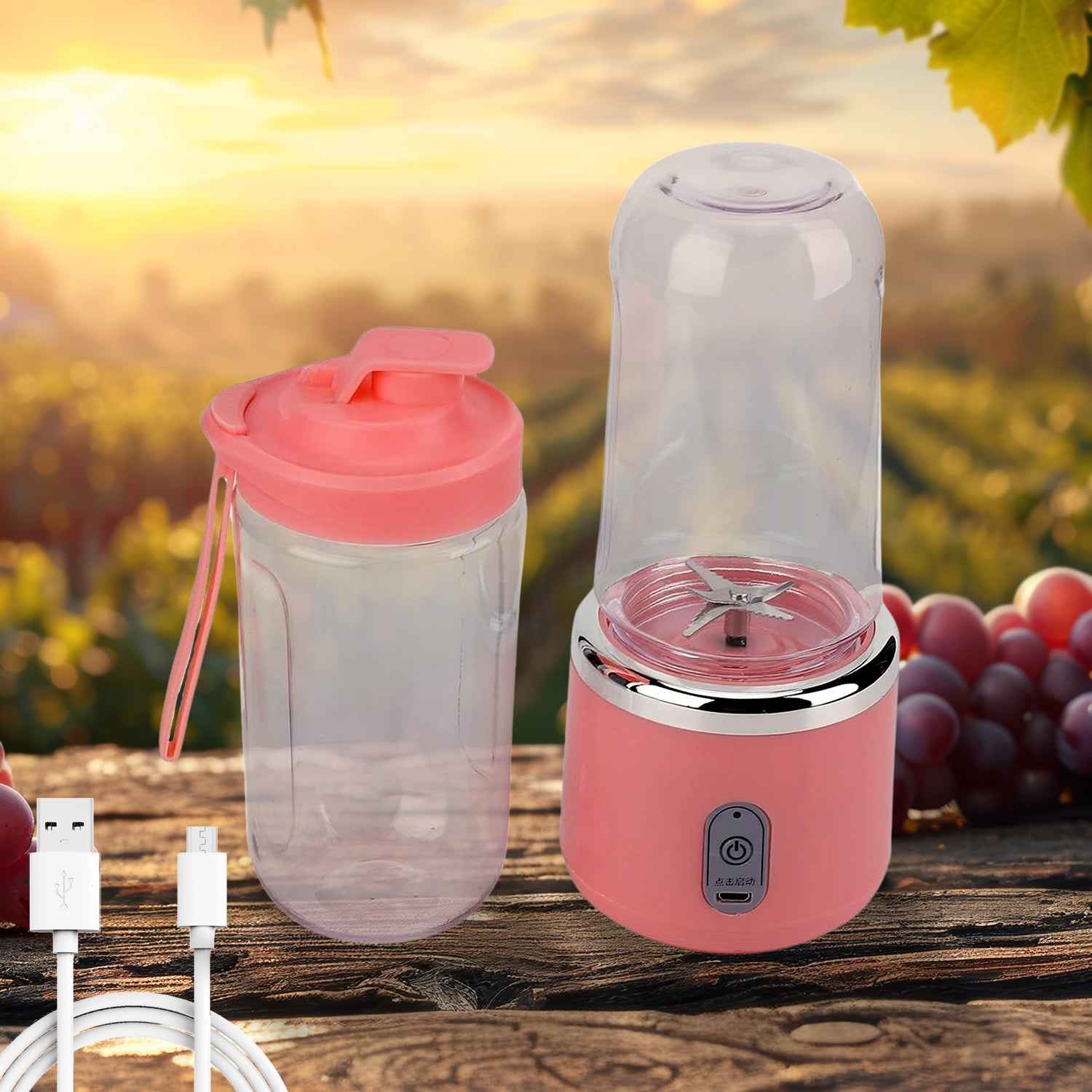 Portable Small Juicer Blender With Water Bottle Cup (2 Pc Set)