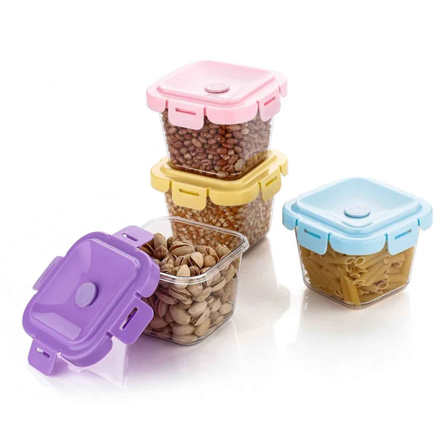 Plastic Food Storage Containers With Lid (4 Pcs Set 500 Ml)