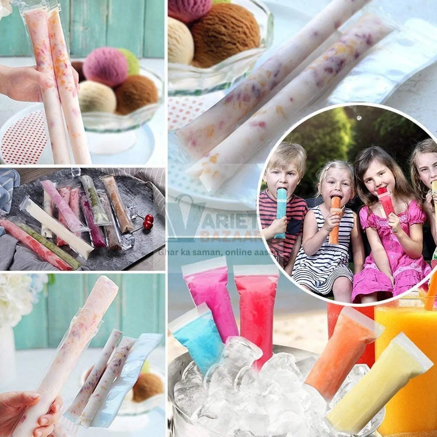 DIY Manual Popsicle Maker – Reusable Ice Cream Mold (Approx 20 Pcs Packing Bag) Variety Bazaar