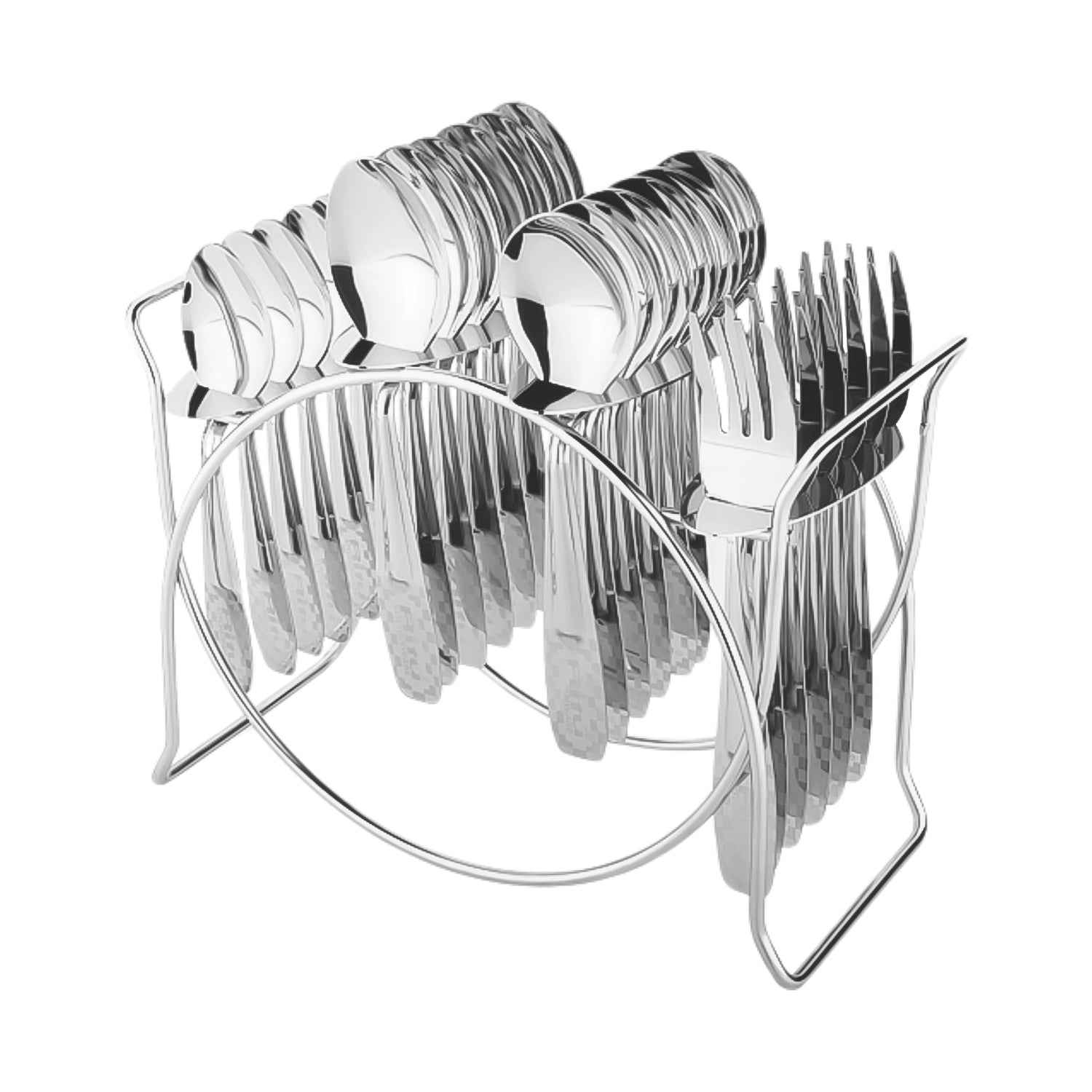 Stainless Steel Cutlery Set With Elegant Storage Stand (24 Pc)