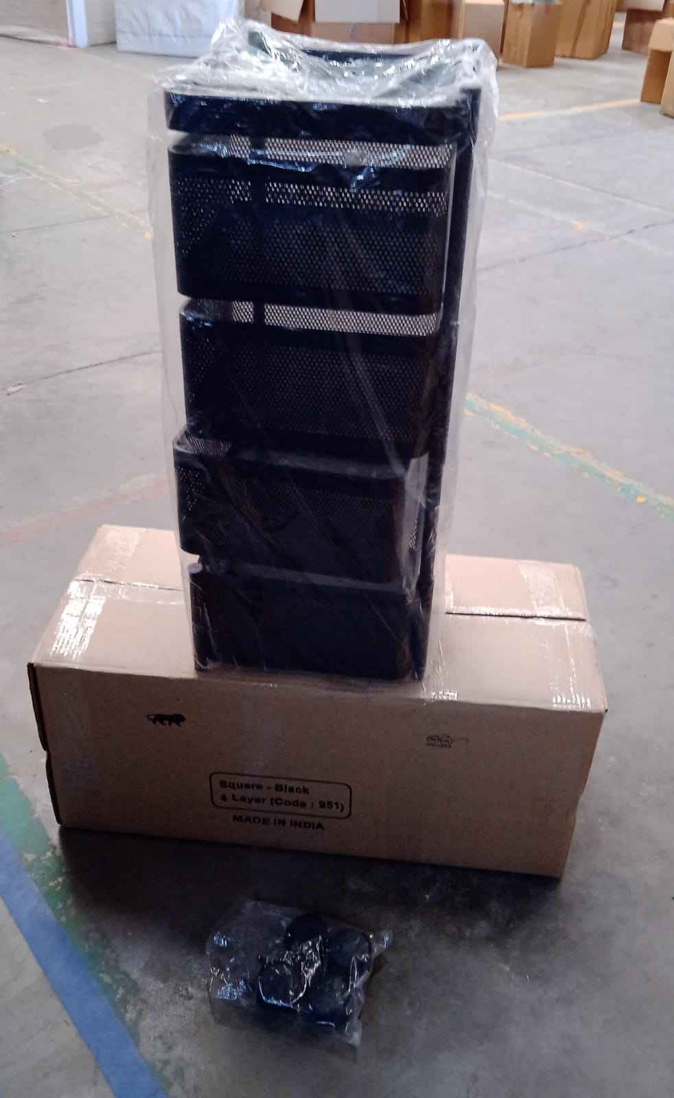 Metal Square High Quality Kitchen Trolley With Wheels (4 Layer 1 Pc)