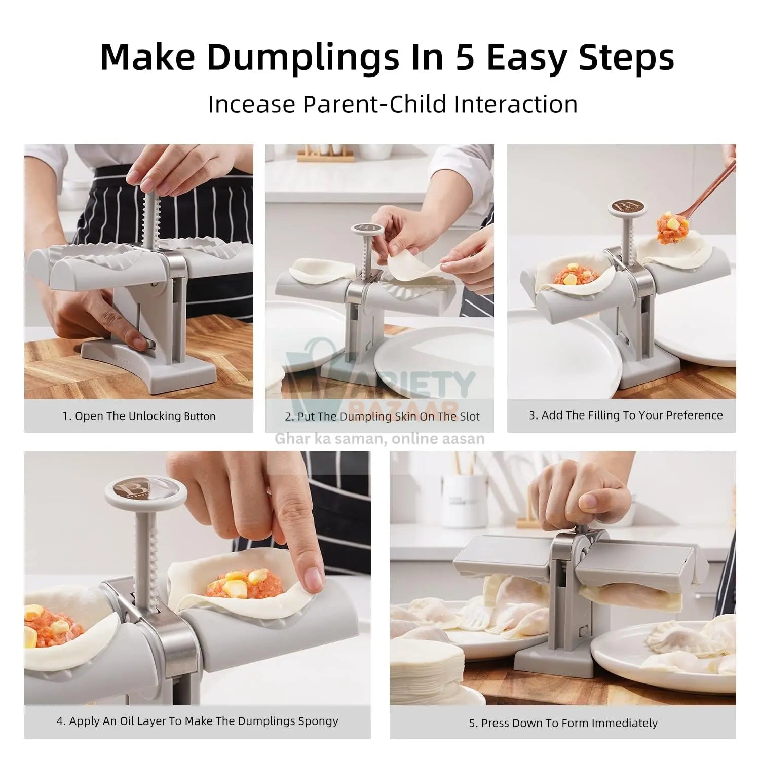Double Head Dumpling Maker Mold – Easy Tool for Making Dumplings, Press Mold Kitchen Accessory Variety Bazaar