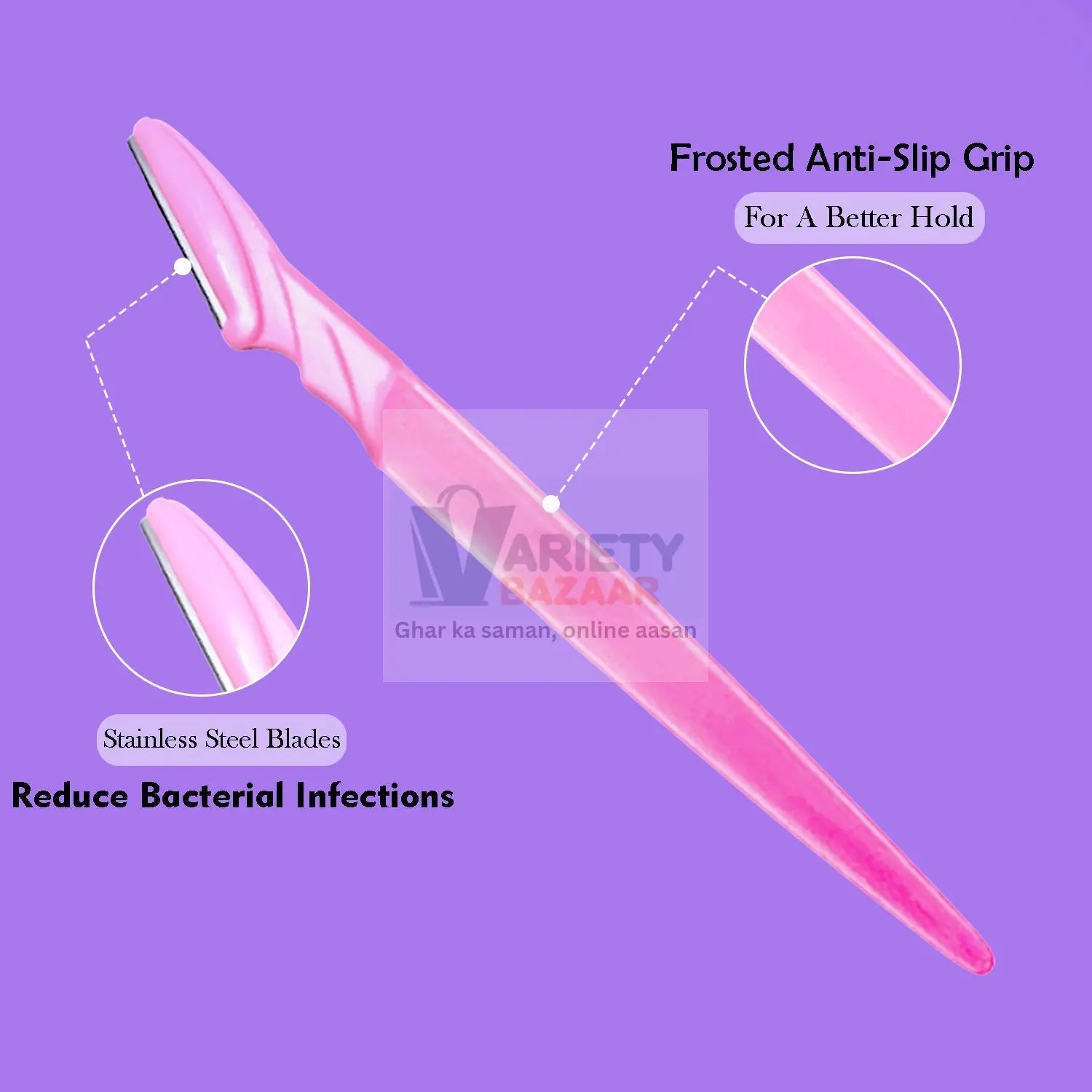 Eyebrow Painless Facial Hair Remover Razor for Face, Women and Men (3 Pack) Variety Bazaar