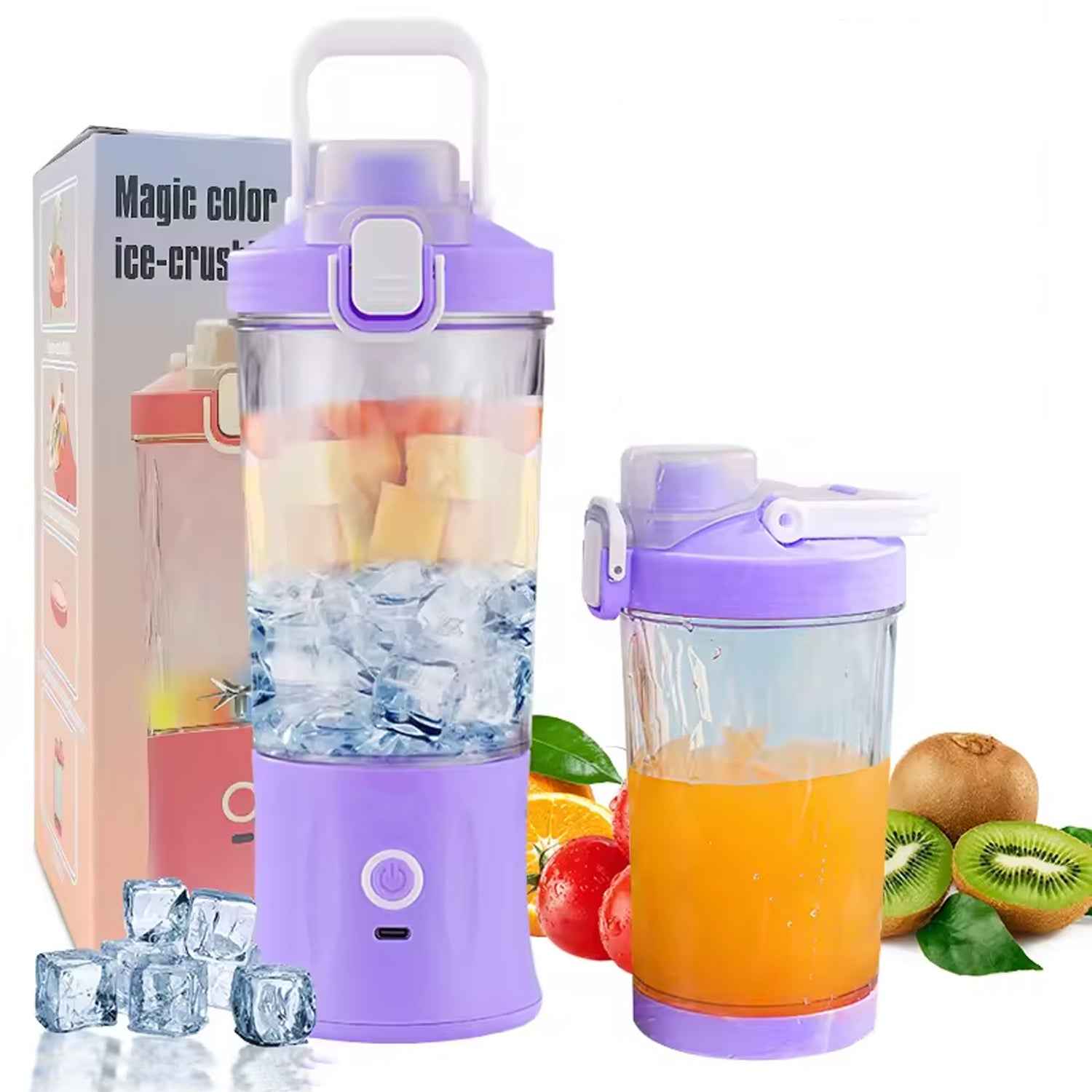 Eletric Crusher Juicer With Multicolor Light 8 Blades (600 Ml Multicolor)