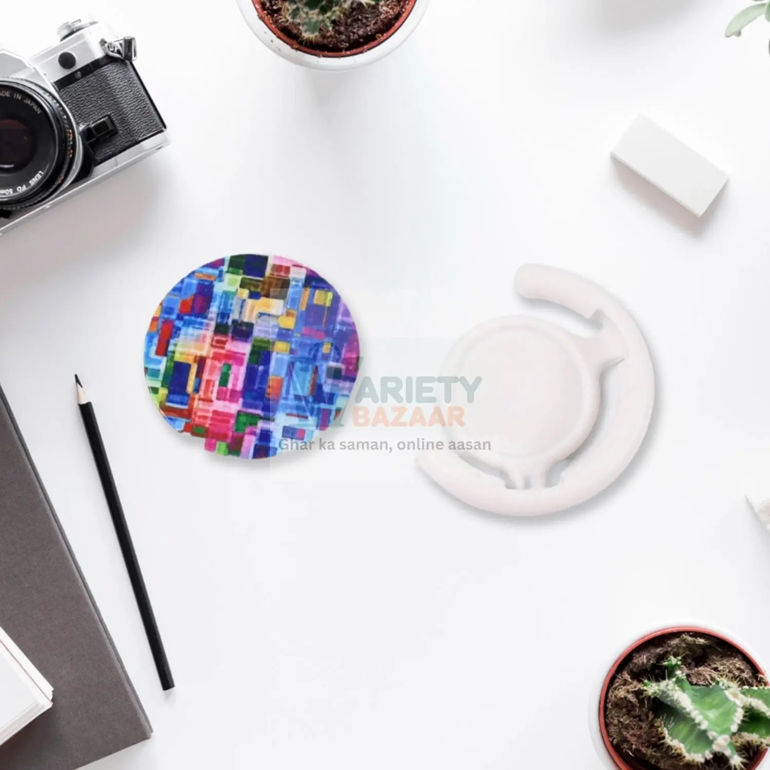 Fashion design pop up mobile phone grip holder smart phone bracket, Phone Stand & Grip with popclip car mount flowers pasley Variety Bazaar