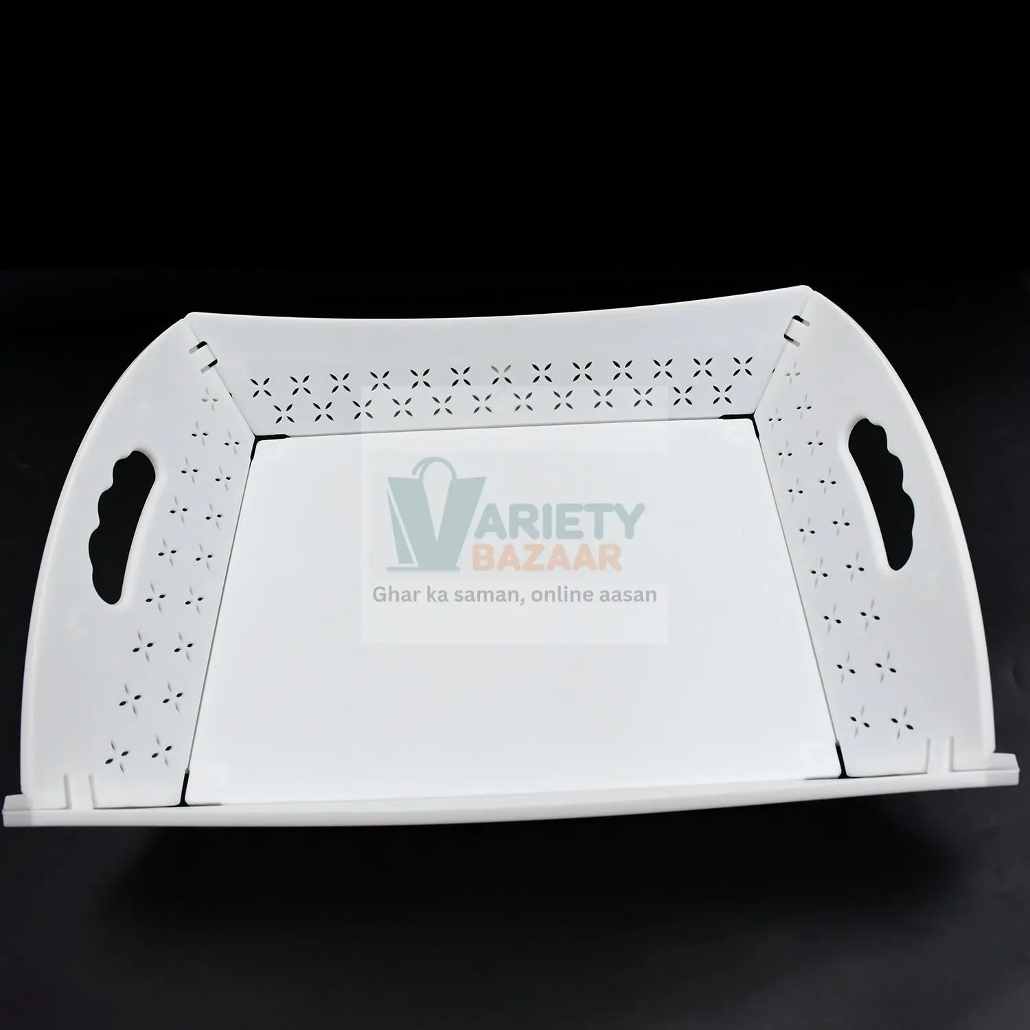 Foldable Plastic Serving Tray - Portable with Handle for Kitchen & Dining (1pc) Variety Bazaar