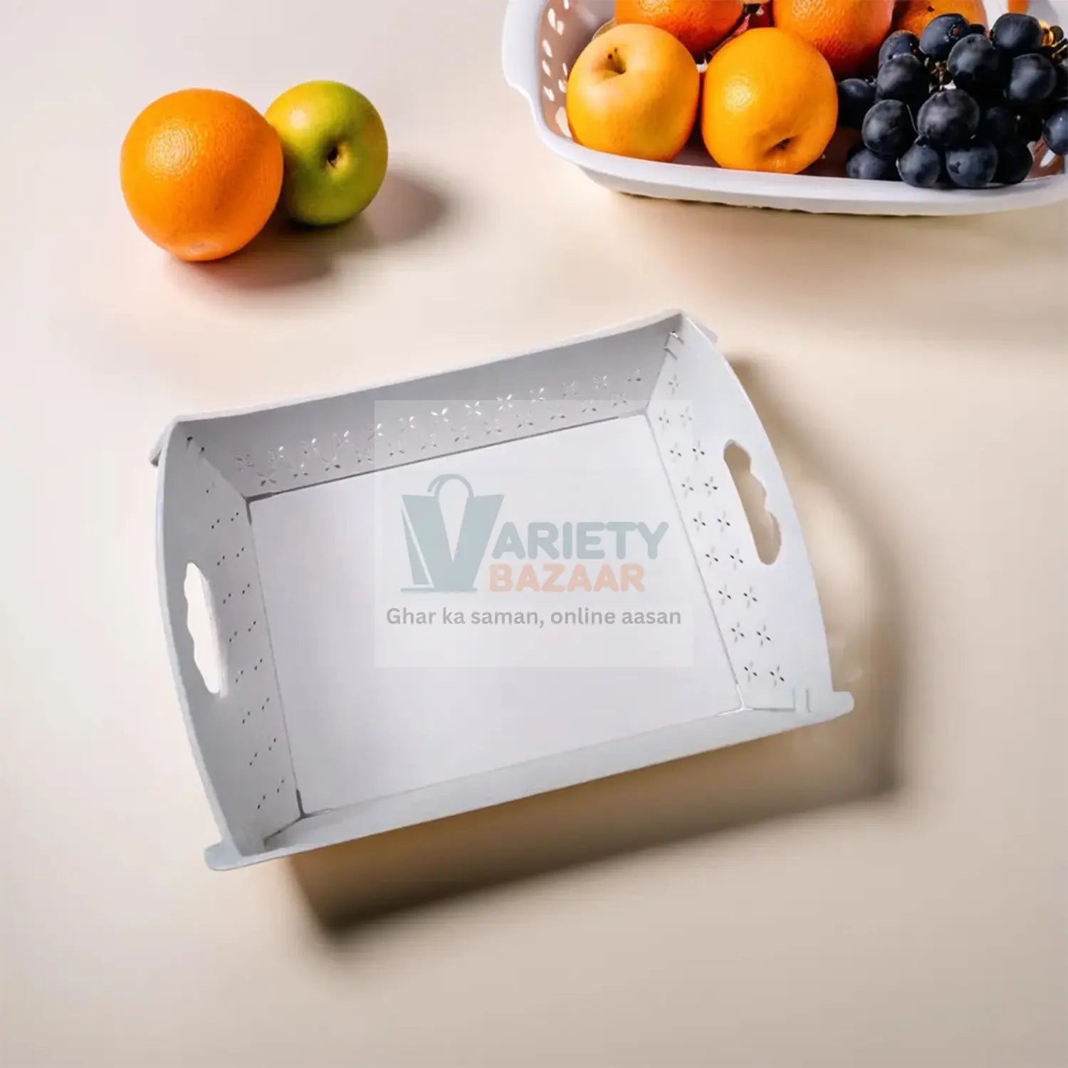 Foldable Plastic Serving Tray - Portable with Handle for Kitchen & Dining (1pc) Variety Bazaar