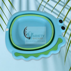 Frog Shape Foldable Baby Wash Basin, Space-Saving Lightweight Face Washing Tub (33×31cm / 1 Pc) Variety Bazaar