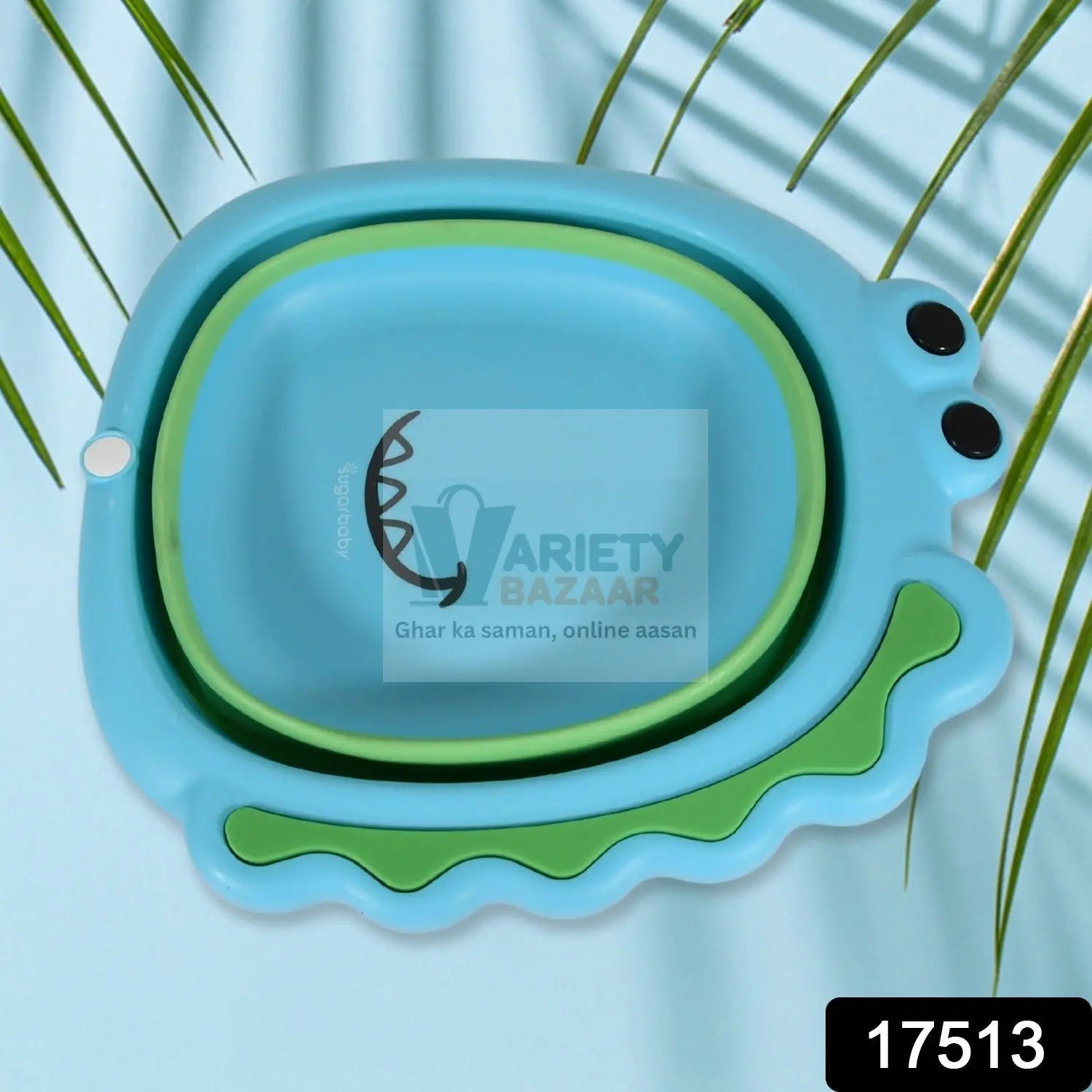 Frog Shape Foldable Baby Wash Basin, Space-Saving Lightweight Face Washing Tub (33×31cm / 1 Pc) Variety Bazaar