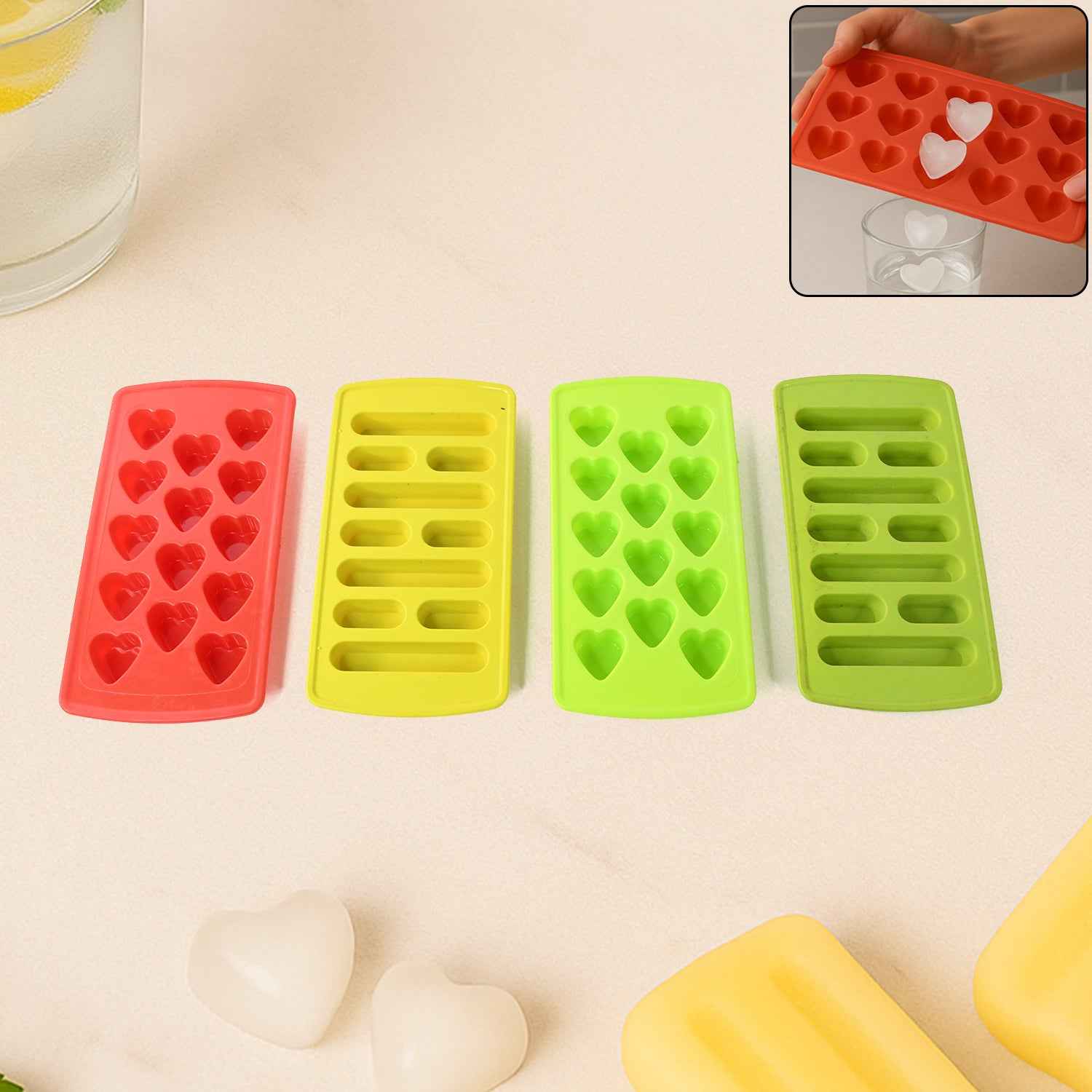 Plastic Ice Cube Tray Set (4 Pc)