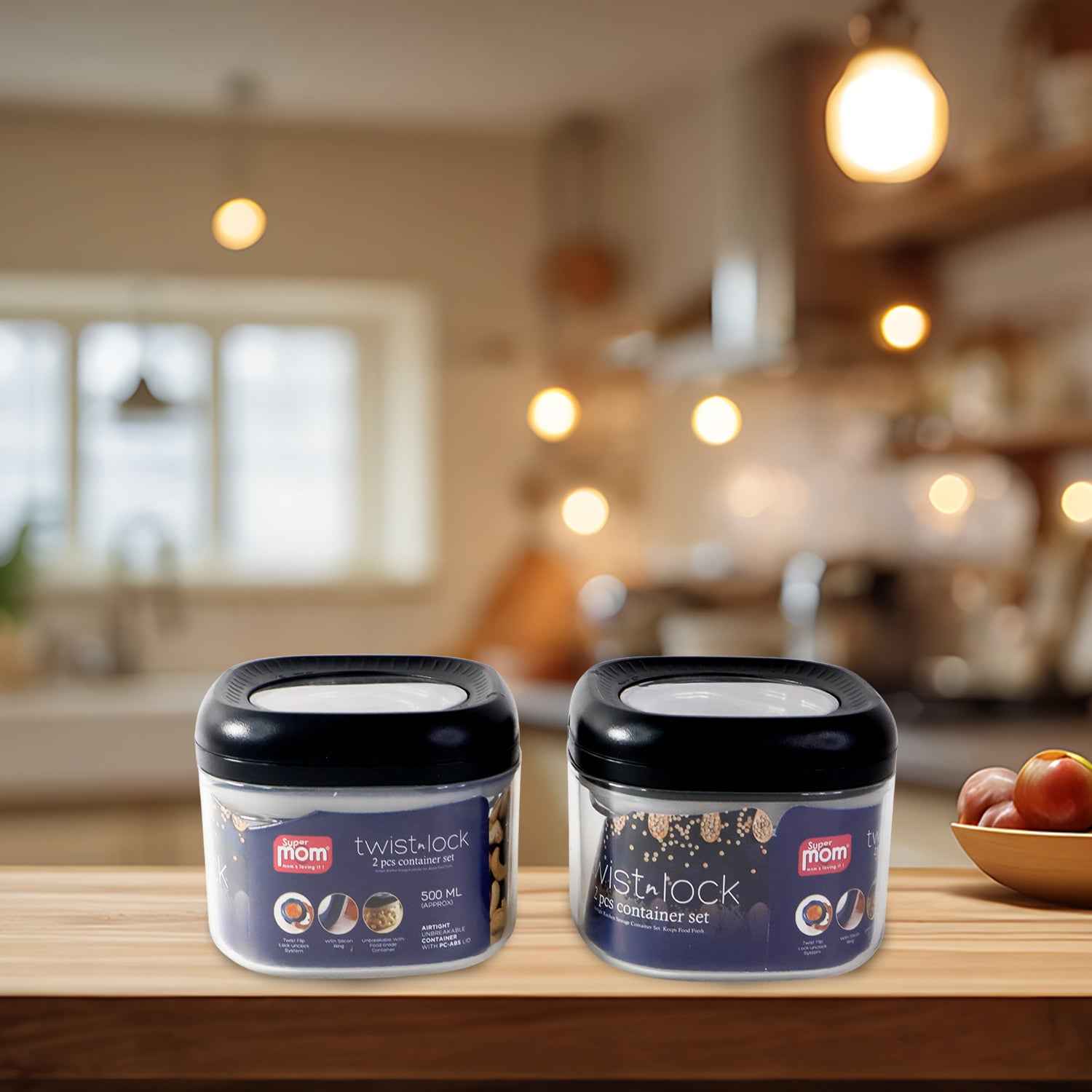 Supermom Plastic Twist Lock Storage Container Set (500ml 2 Pc )