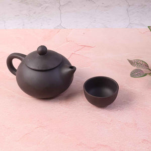 Premium Black Clay Ceramic Tea Set With Teapot 4 Cups