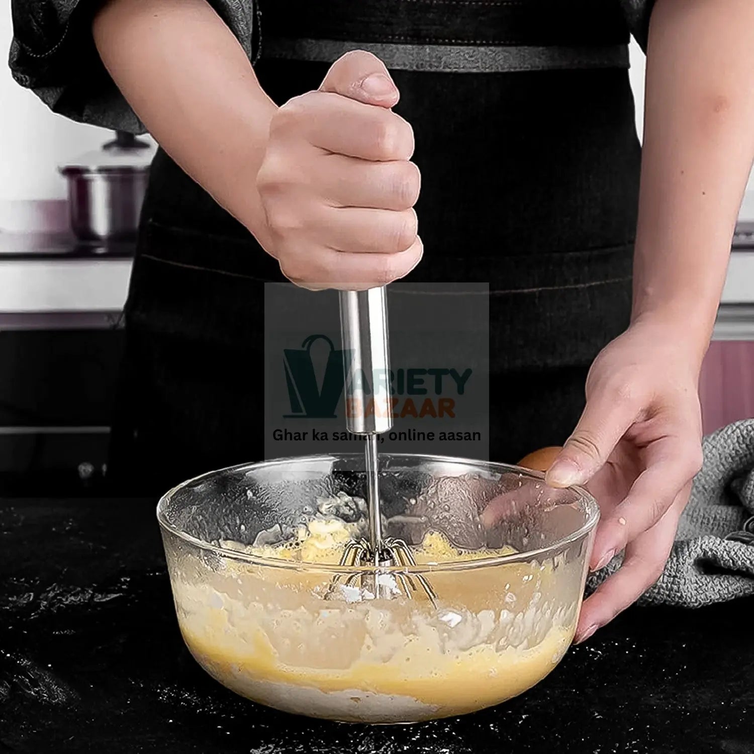 Hand Push Mixer, Egg Whisk, Stainless Steel Blender (1 Pc) Variety Bazaar