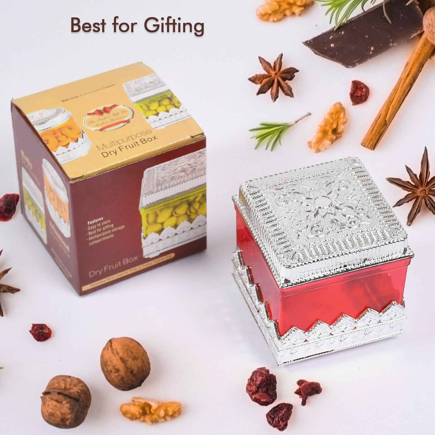 7129 Ruby Dryfruit Storage Container Attractive Design Box For Home Gifting Kitchen Use