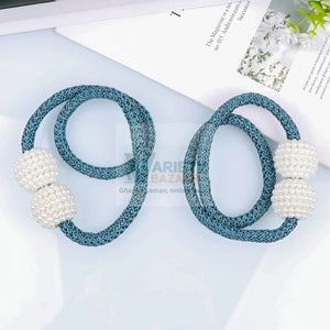 Home Magnetic Curtain Tiebacks, Straps, Buckle, Clips Rope Straps Window Curtain Bracket Decoration, Pearl Decorative Rope Holdback Holder for Window (2 Pc) travel sahayak