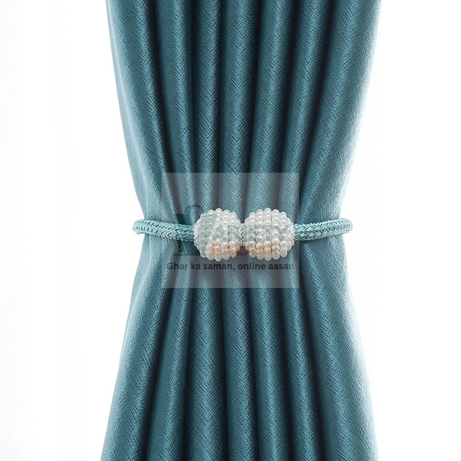 Home Magnetic Curtain Tiebacks, Straps, Buckle, Clips Rope Straps Window Curtain Bracket Decoration, Pearl Decorative Rope Holdback Holder for Window (2 Pc) travel sahayak