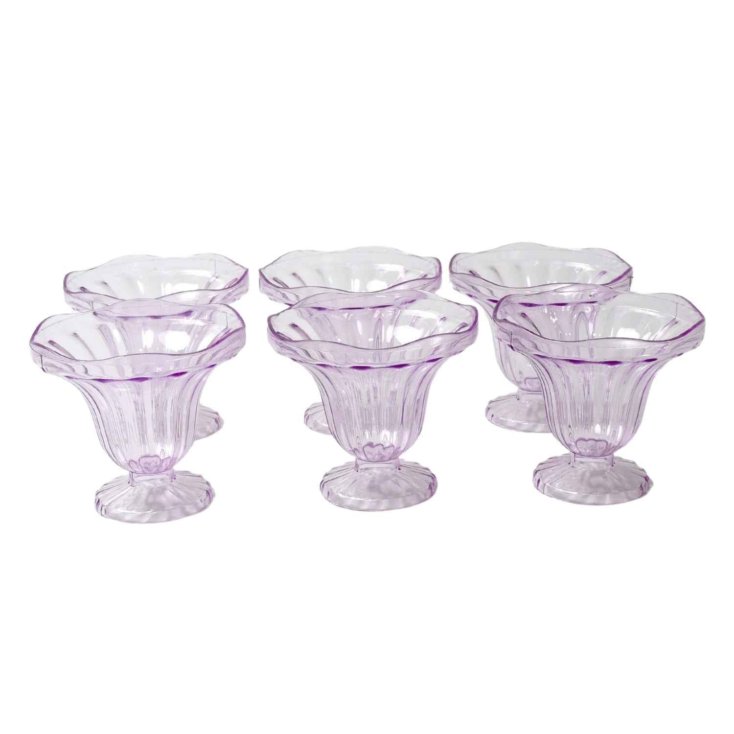 8216 Crystal Plastic Ice-cream Bowl Home Kitchen Serving Platter Or Dessert Cup For Sundae Sweets Snacks Fruit Pudding Nuts Or Dip Serving Bowls (Crystal Cups Set Of 6)