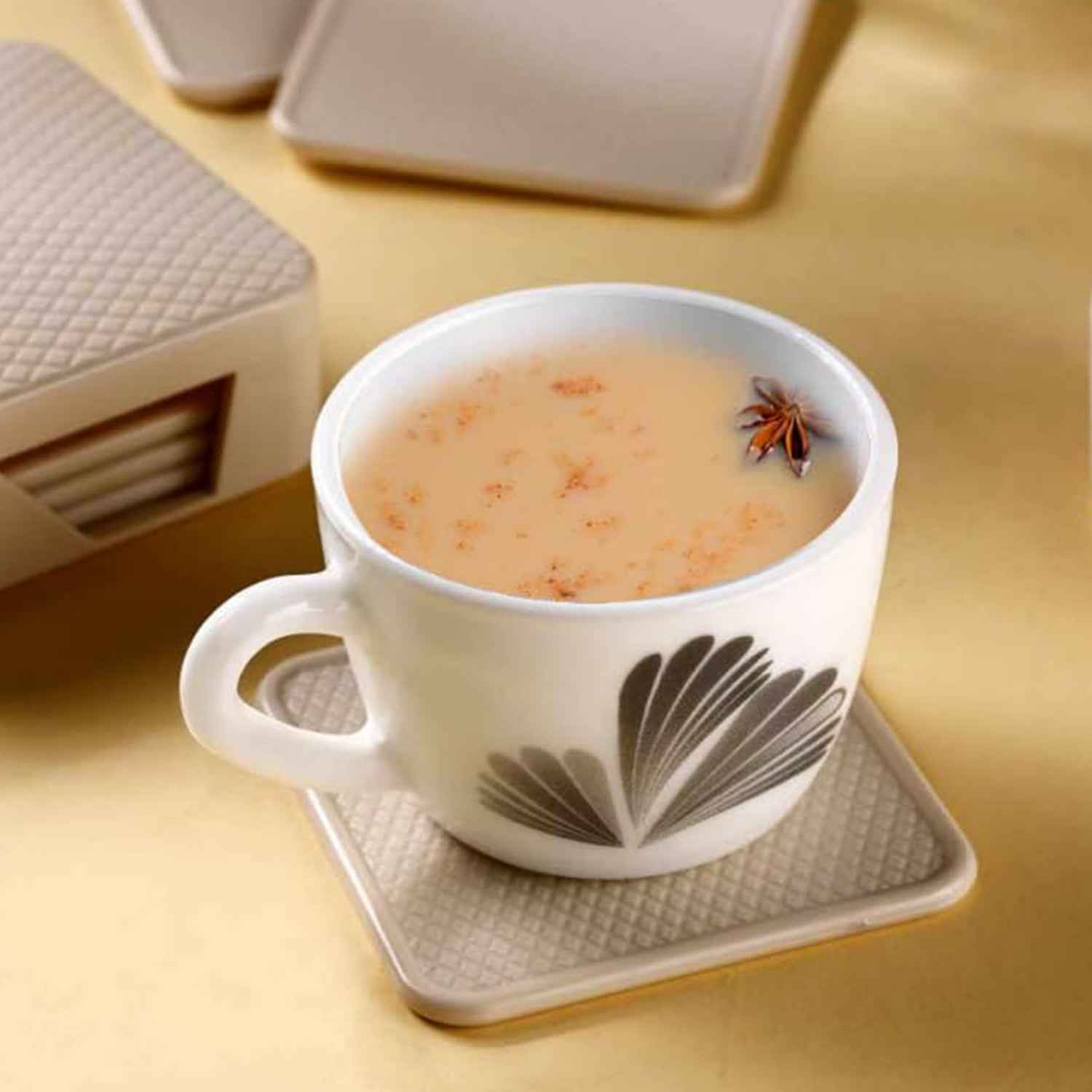 Ganesh Premium Square Coasters With Storage Box (6 Pc Set)