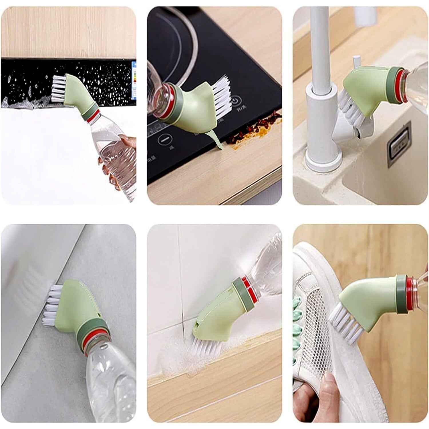 Multipurpose Bottle-connectable Cleaning Brush With Built-in Scraper (1 Pc)